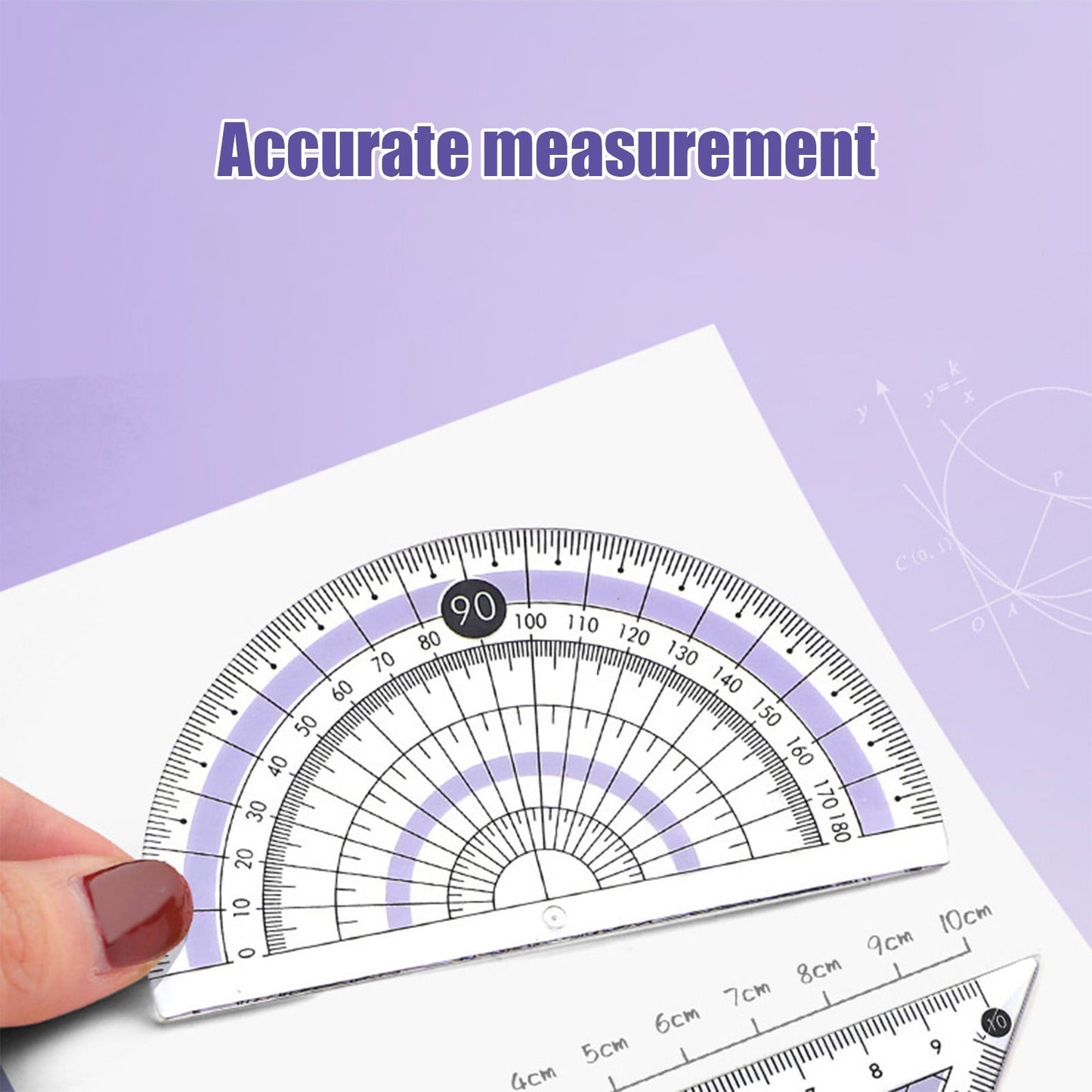 Grrvtrz Ruler,Avoid Myopia Math Geometry Kit 8 Piece Supplies Set with Shatterproof Storage Box Including Ruler Protractor Eraser Lead Leads Pencils for,ice Supplies,Stationery 7.09*3.15*1.57 Purple