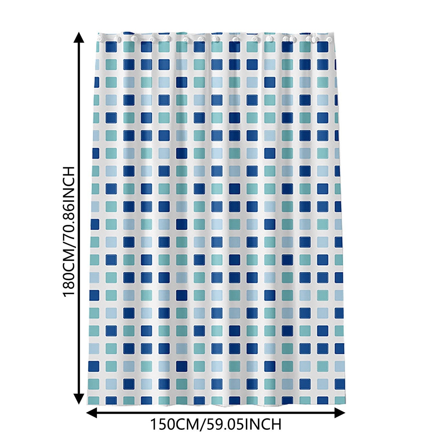 Shower Curtain*1 Piece Peva Blue and Green Square Shower Curtain Thickened Bathroom Curtain for Home Shower Partition with Hooks One Size Mint Green
