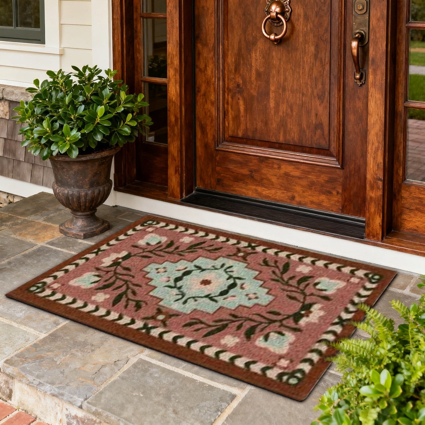 1 Carpet Doormat 60X40cm Coconut Coir Entrance Mat Non Outdoor Rug for Front Door Patio and Kitchen One Size Khaki