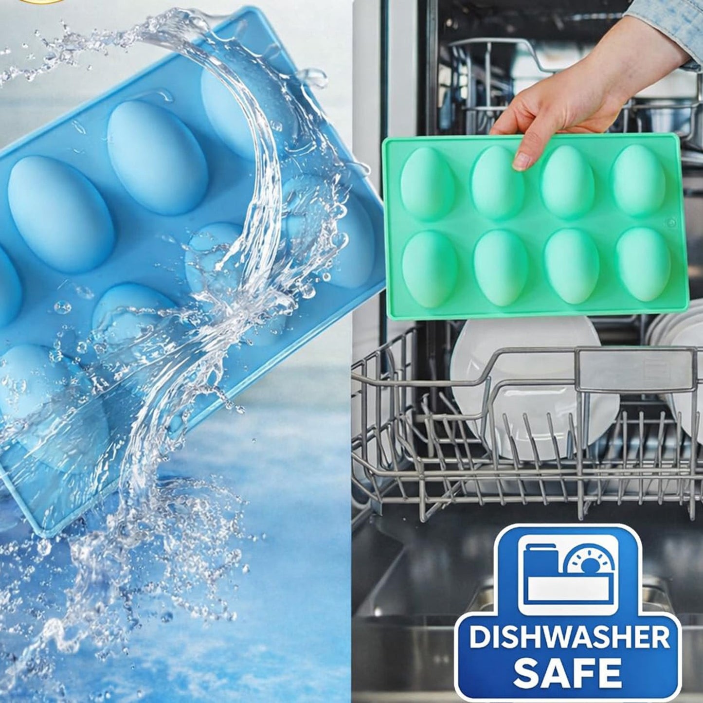LGCASL Silicone Egg Shaped Molds, Egg Shaped Silicone Molds for Baking Easter Egg Shaped Silicone Baking Grade Non Stick Egg Shaped Easter Homemade Baking Tools Blue