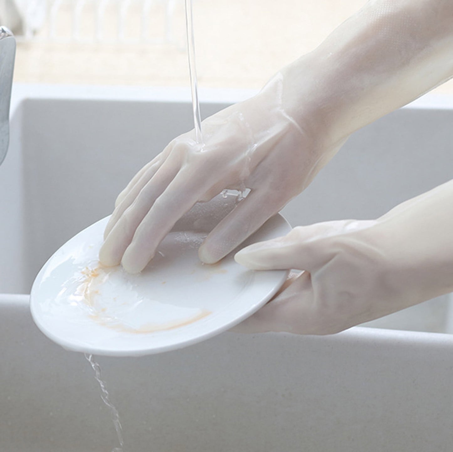 Ttybhh Apron Sleeve Clearance, Apron Sleeve Promotion! Gloves Gloves Washing Hand Rubber Long Cleaning Warm Gloves Kitchen Latex Dish Washing Tool Dishes Gauntlets Kitchen Dining Bar White