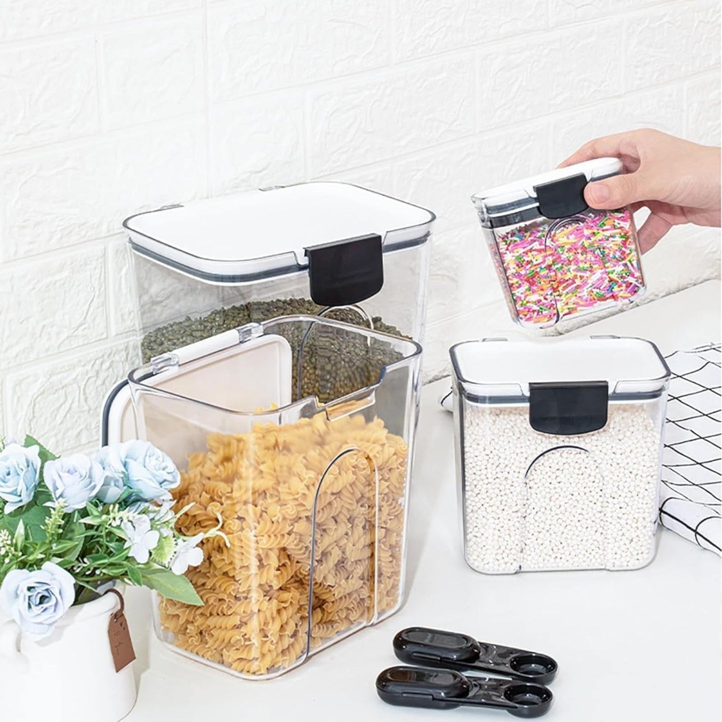 Clearance! JWDX Storage, Food Storage Promotion, Orliya Baking Storage Set Orliya Baking Containers Storage Set with Labels Flour Sugar Storage Containers Set Airtight A