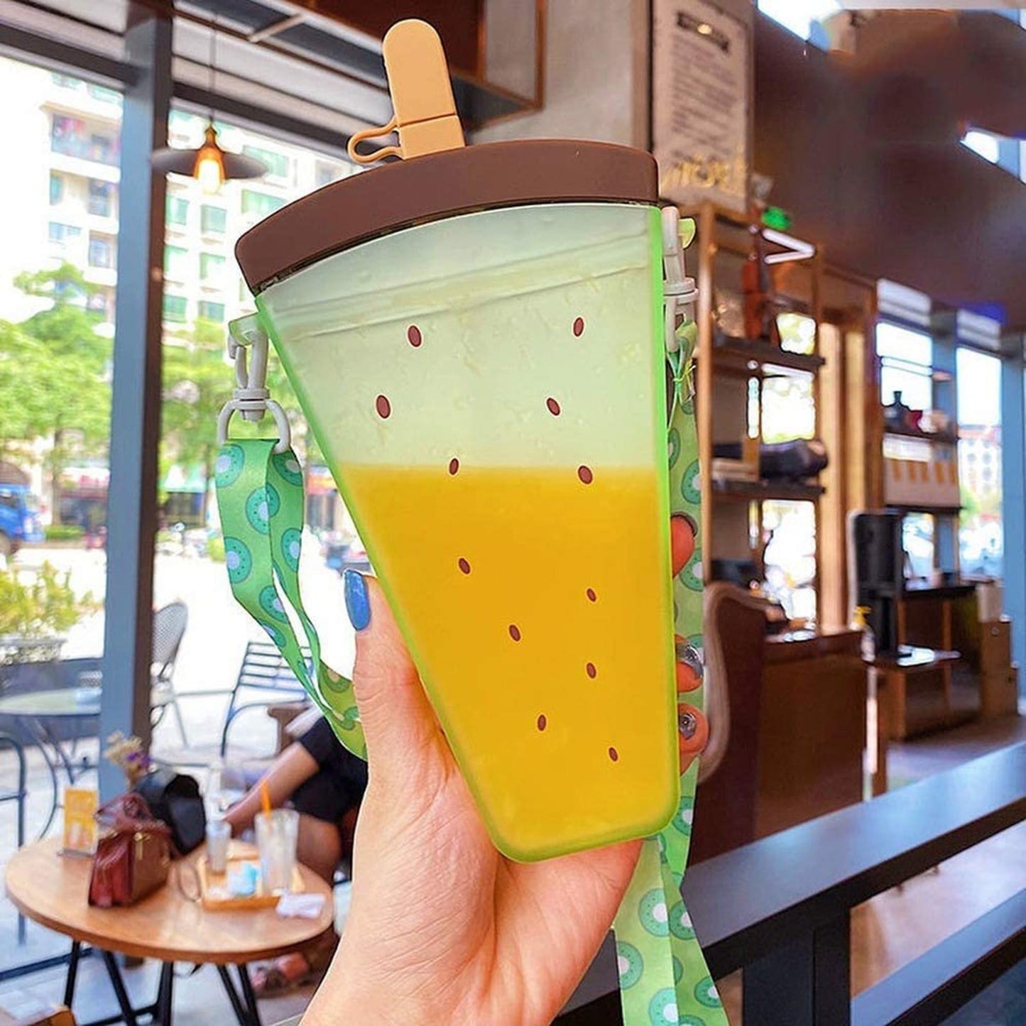 JWDX Glass and Bottle Clearance! Cute Watermelon Straw Water Bottle Ice Cream Popsicle Cup with Shoulder Strap, Kitchen Cups Promotion Include 1Pc Ice Cream Cup Green