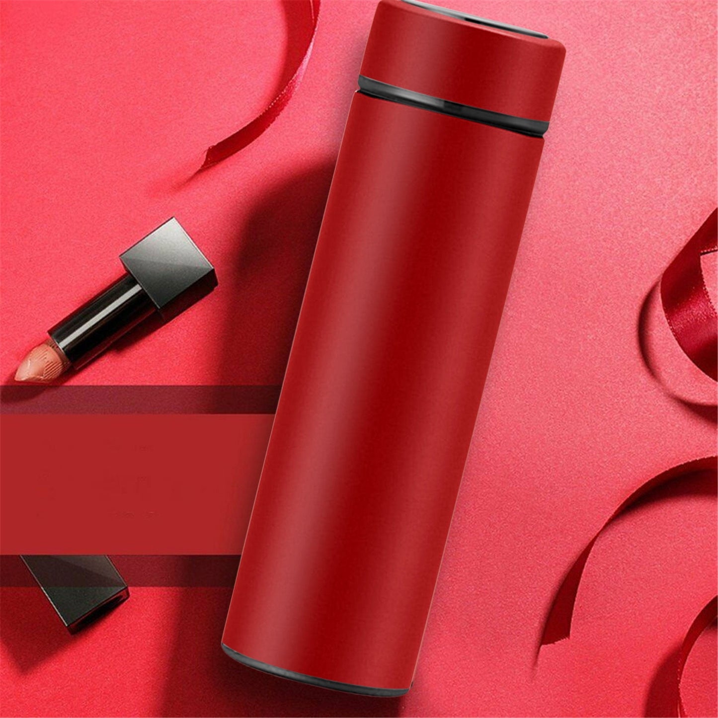 Clearance Back to School Supplies! JWDX Led Smart Touch Screen Temperature Measurement Thermos Cup Boutique Smart Display Series Inner 304 Material + Outer 201 Material 1Pc White Red