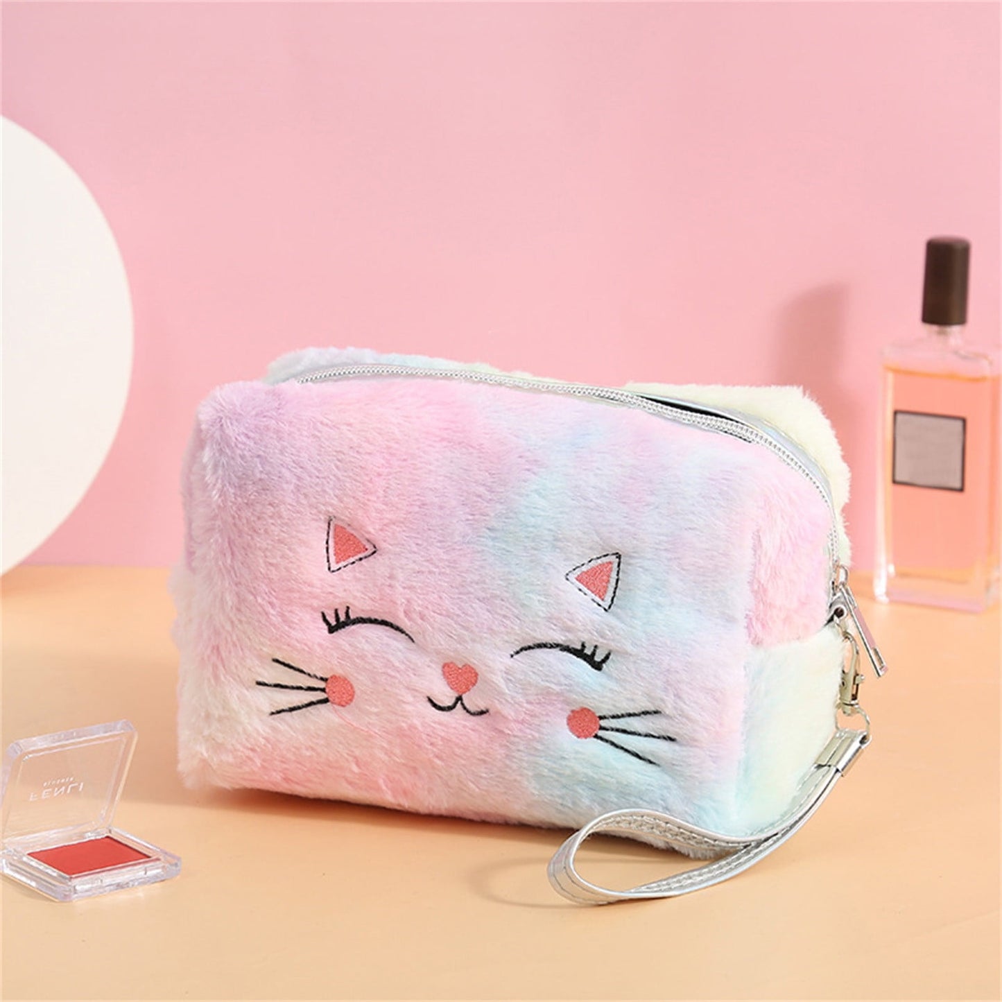 Clearance Back to School Supplies! JWDX Colorful Fluffy Cat Pvc Cosmetic Bag C, for Dormitories, Apartments, Shared Spaces and Study Areas (Include: 1X Package) Clearance Sale D
