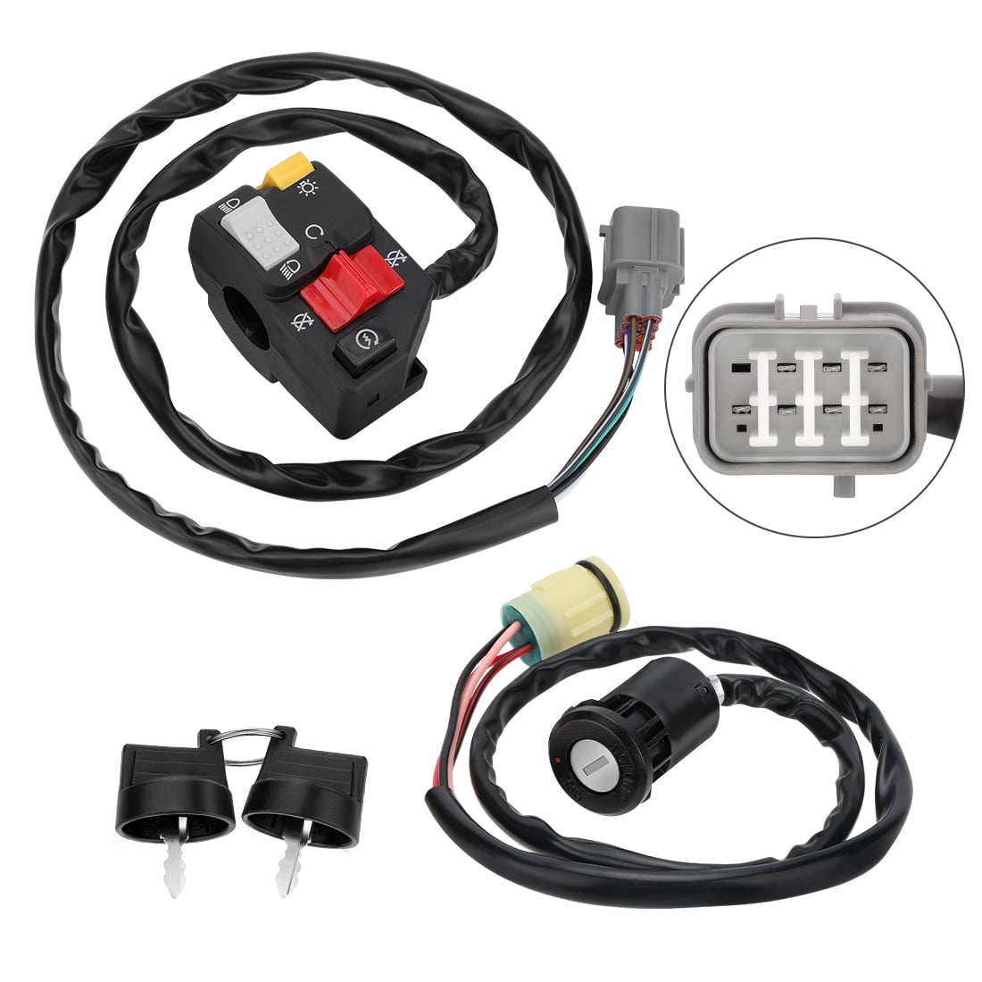 M MATI Handlebar & Key Switch Kit for Honda Rancher 350 TRX350TM TRX350FM 2000-2005 Manual Shift