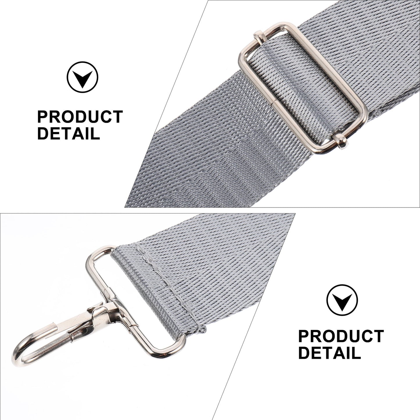 Ortofally Nylon Shoulder Strap, Bag Handbag Purse Replacement Strap, Adjustable Canvas Strap with Metal Hooks for Laptop Briefcase Messenger Bag/ Grey 150X3.8CM Gray