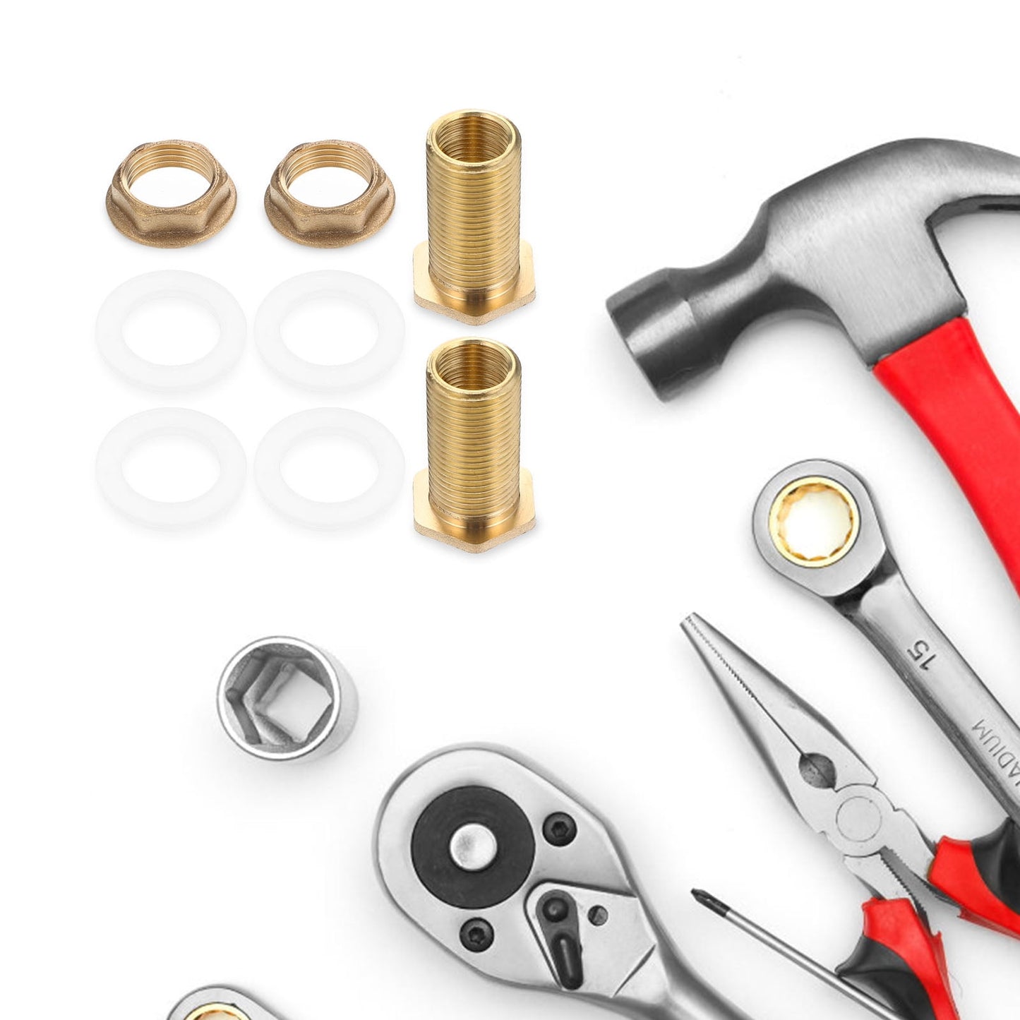 Worgeous Brass Bulkhead Fitting for Water Tank Easy Install Water Inlet Outlet Connector Golden 1/2 Inch