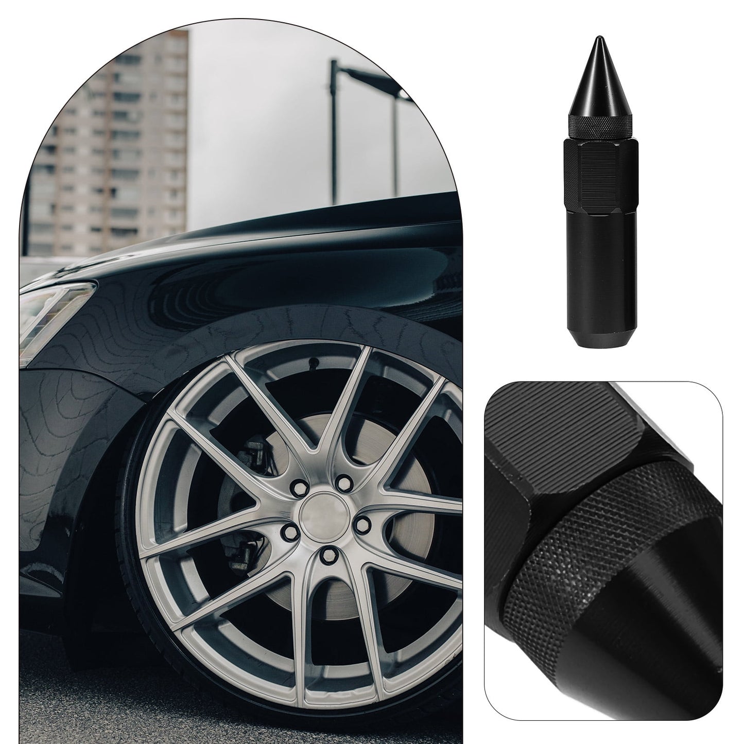 SWETRACE Automobile Nut Cover Wheel Nut Cover Black Aluminum 20pcs