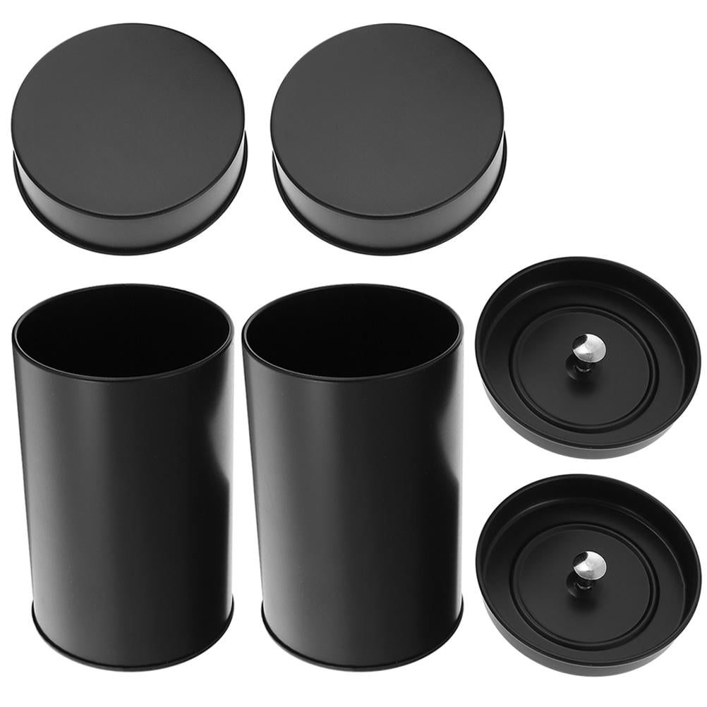 SWETRACE Small Metal Container Tea Canister Tinplate Black 2Pcs 4.72x2.95x2.95in