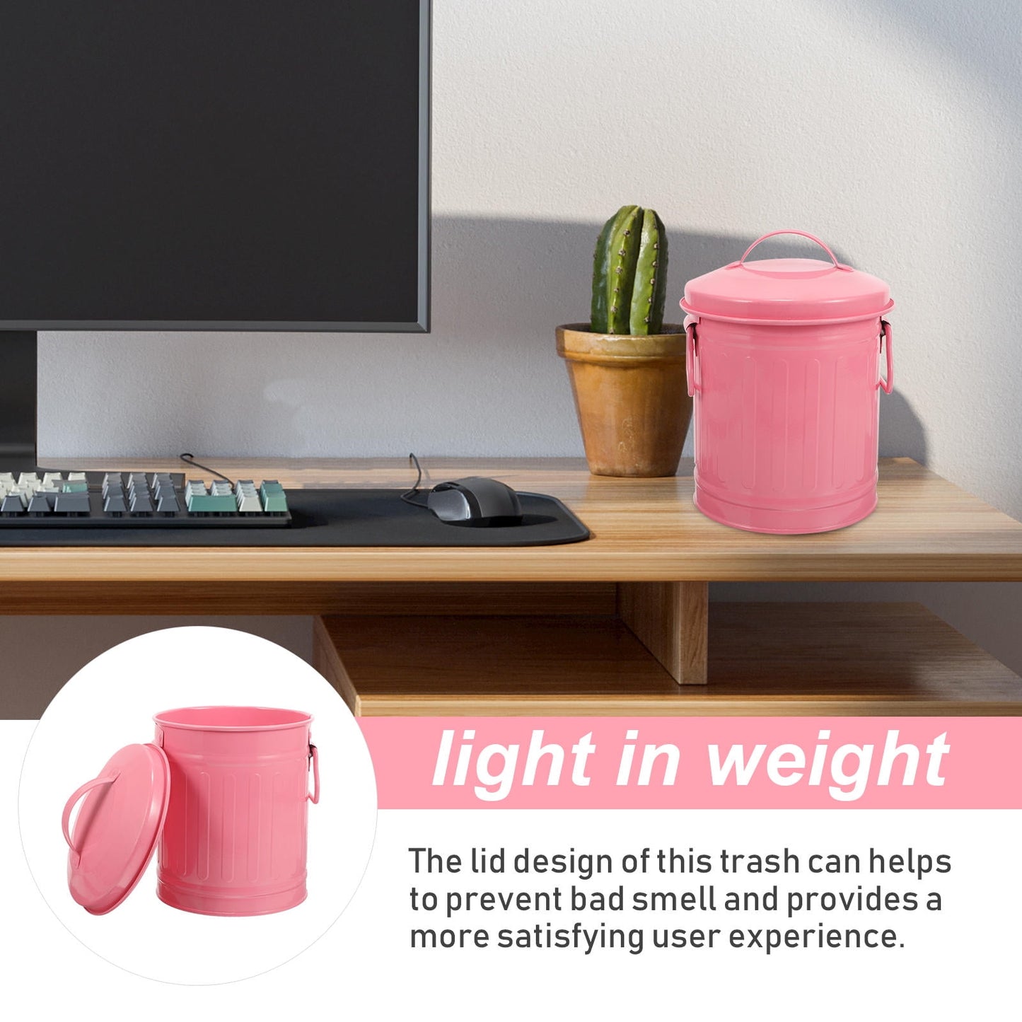 SWETRACE Small Trash Bin With Lid Pink 1Pcs