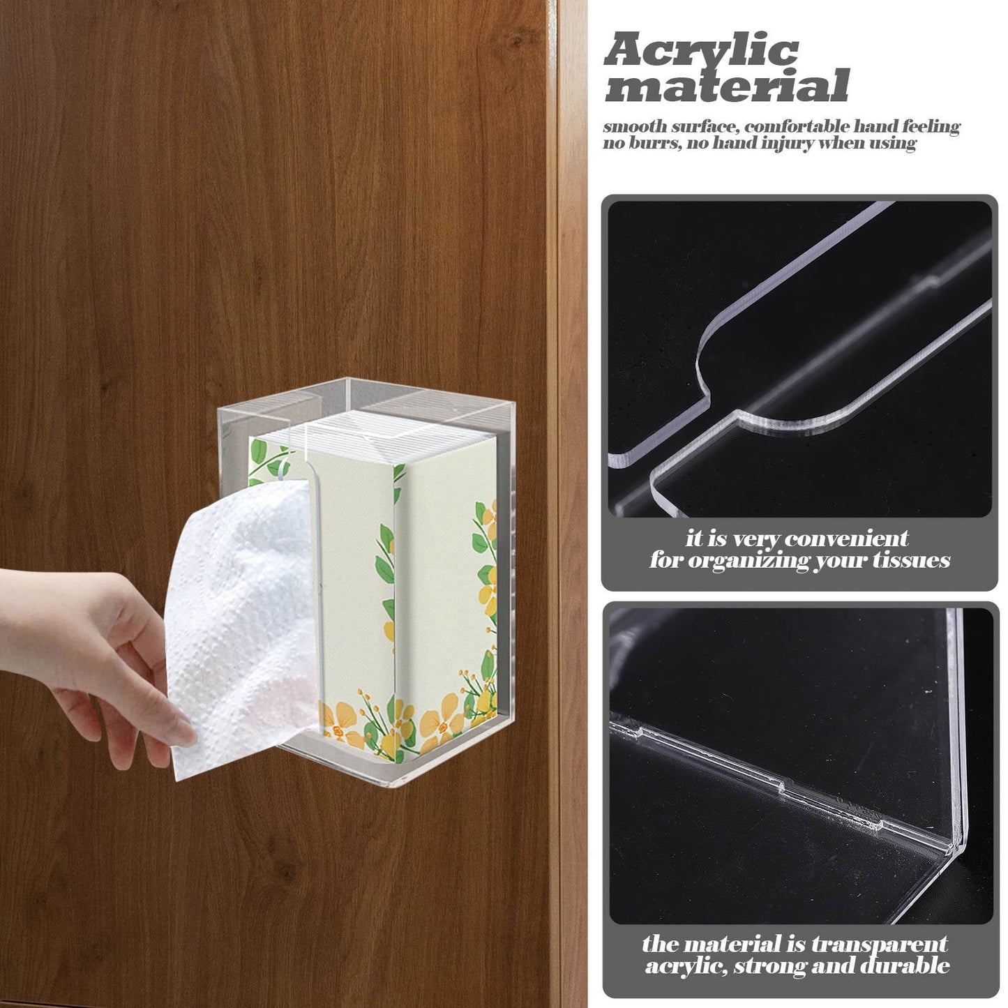 Worgeous Wall Hanging Paper Box Tissue Container Tissues Towel Mount Transparent