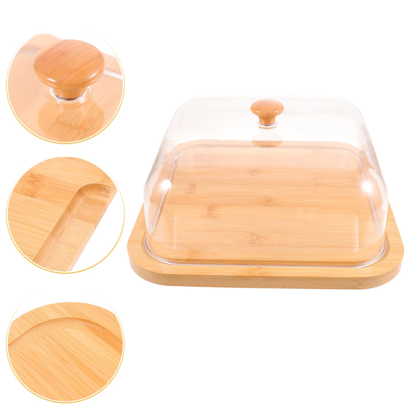 SWETRACE Bamboo Cake Serving Set Food Cover With Elegant Design For Set 10.2X10.2X5.1In