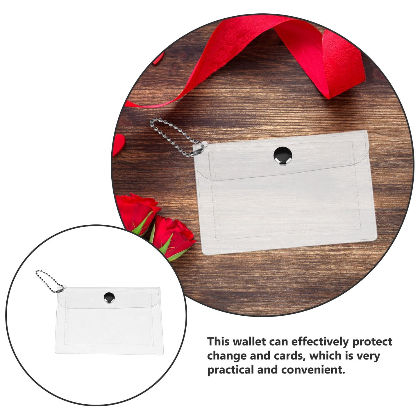 SWETRACE 1Set Compact Coin Purse Square Transparent PVC for Keychain and Outdoor Use by Students and Teens