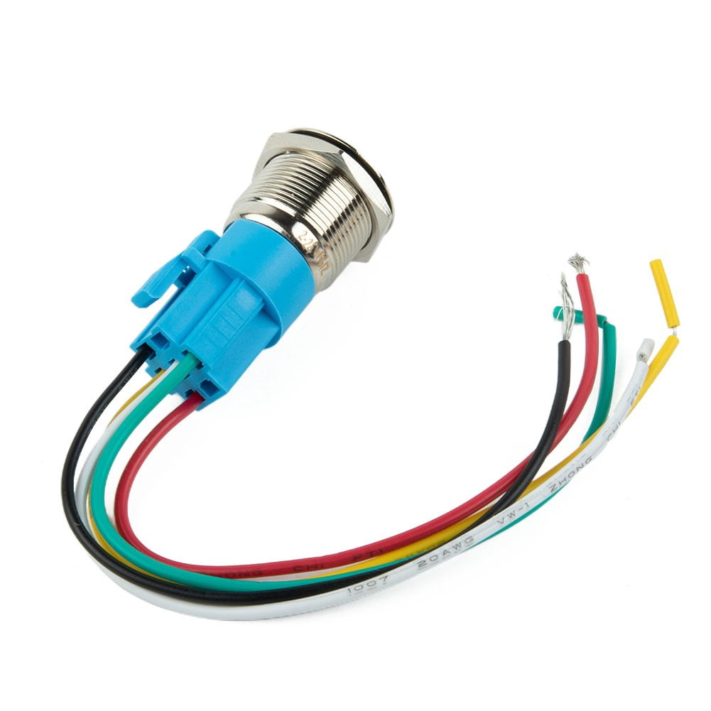 19Mm Latching Push Button Switch 12V Dc On Off Stainless Steel Led Self-Locking Green