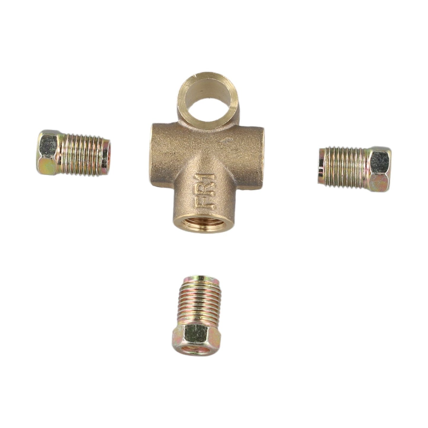 Copper 3-Way Brake Pipe T Piece Tee Fitting With 3 M10 Male Short Nuts For 3/16" Metric Brake Hose Union Automotive Car Truck Parts