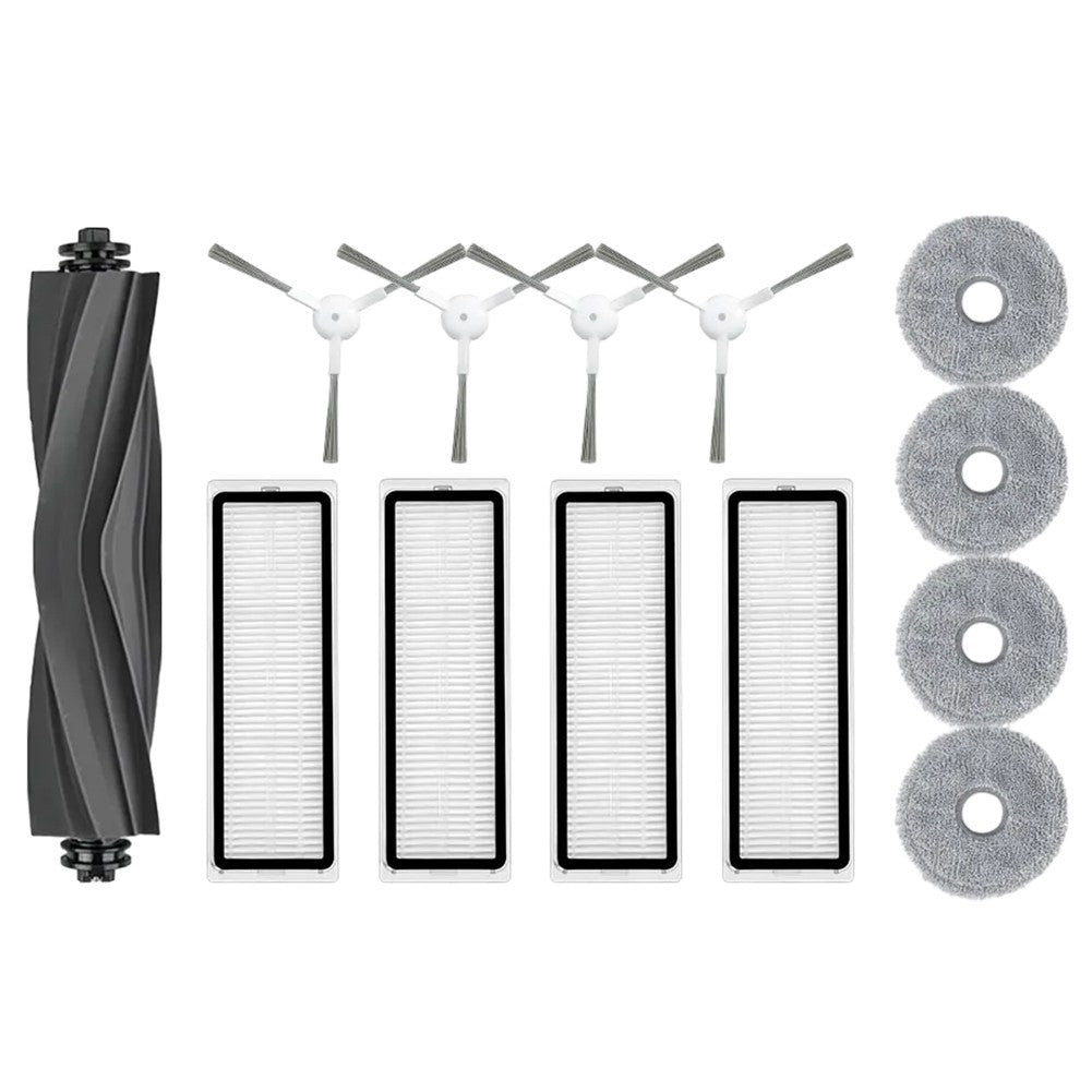 Robotic Vacuum Cleaner Parts Kit For L10 & L10S Pro - Main Brush 4 Side Brushes 4 Filters & 4 Mop Cloths Replacement Accessories