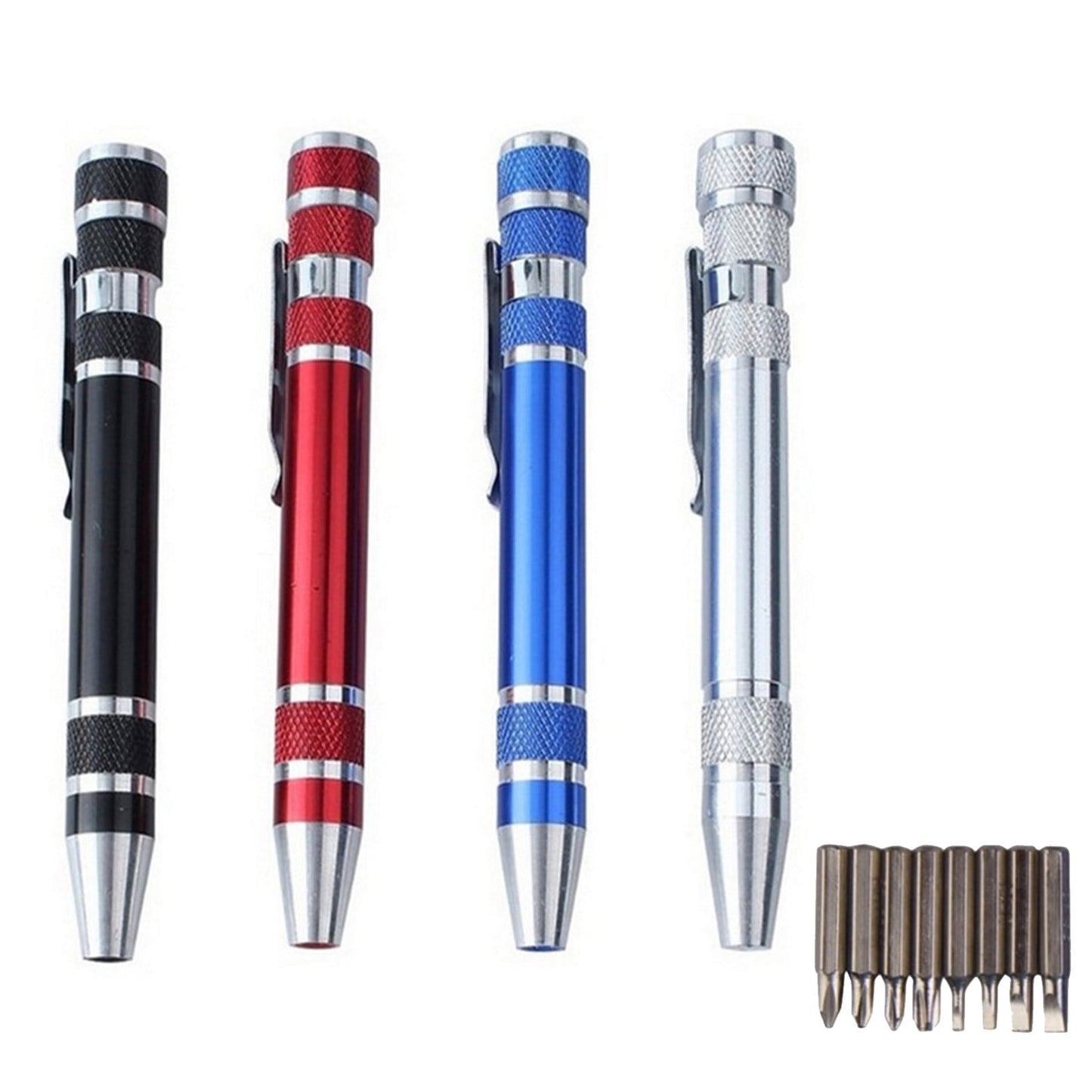 8 In 1 Pen Screwdriver - Multitool Pocket Screwdriver Mini Screwdriver Set Handy Tool Magnetic Portable Screwdriver Crossing Flathead Screwdriver for Repairing Installing Hand Tool Black