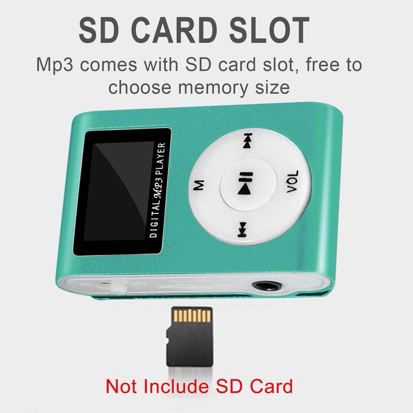 Portable MP3 Player with Clip - Mini USB LCD Screen MP3 Player, Support MP1, MP2, MP3 Music Formats, Built-in Rechargeable Battery,Includes Headphones, for Sports and Outdoor Activities Green