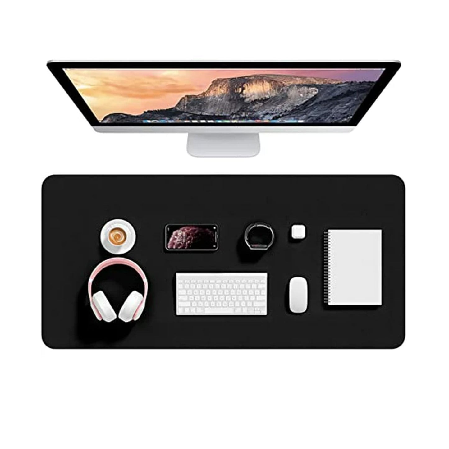 Leather Desk Pad Protector, Office Desk Mat, Large Mouse Pad, Non-Slip PU Leather Desk Blotter, Laptop Desk Pad, Waterproof Desk Writing Pad for Office and Home, 31.5x15.7 31.5" x 15.7" Sky Blue