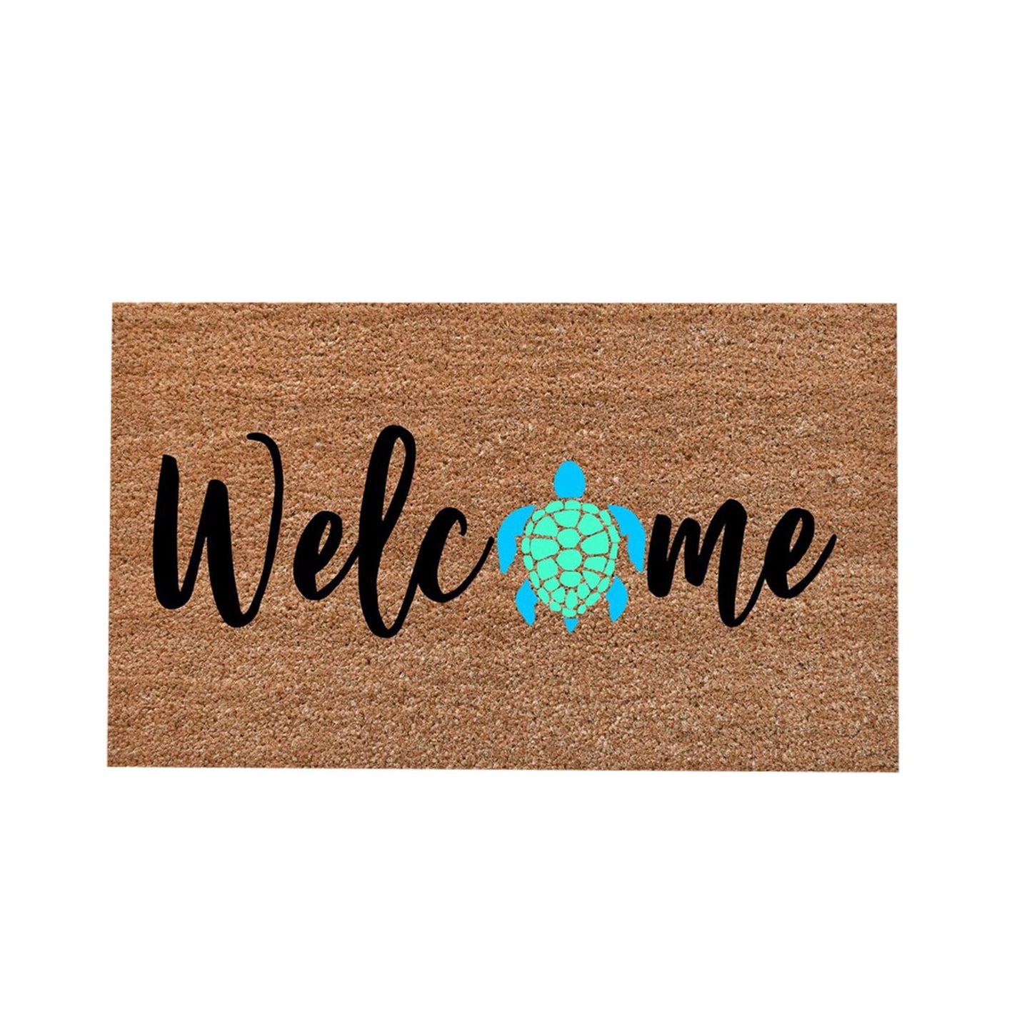 Welcome Turtle Doormat, Natural Heavy Duty Backing Doormat - Large Cute Non-Slip Front Door Welcome Mat for Outside Entrance or Porch Entry, 23.62x15.75 23.62" x 15.75" Khaki