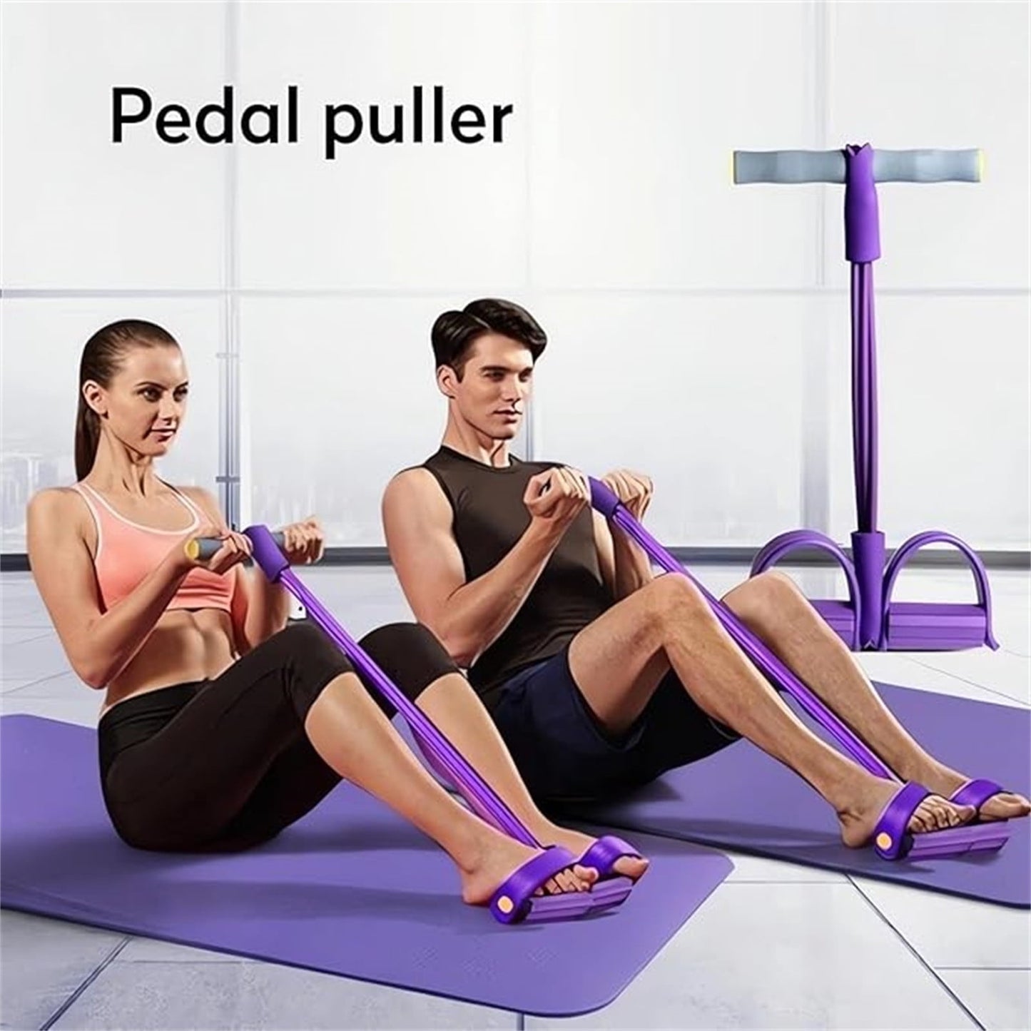 Clearance!4-Tube Pedal Puller Resistance Rope - Foot Pedal Resistance Band,Yoga Elastic Exercise Bands, for Women Jump Fitness, Abdomen/Arm Weight/Waist/Leg Stretching Slimming Training Pink