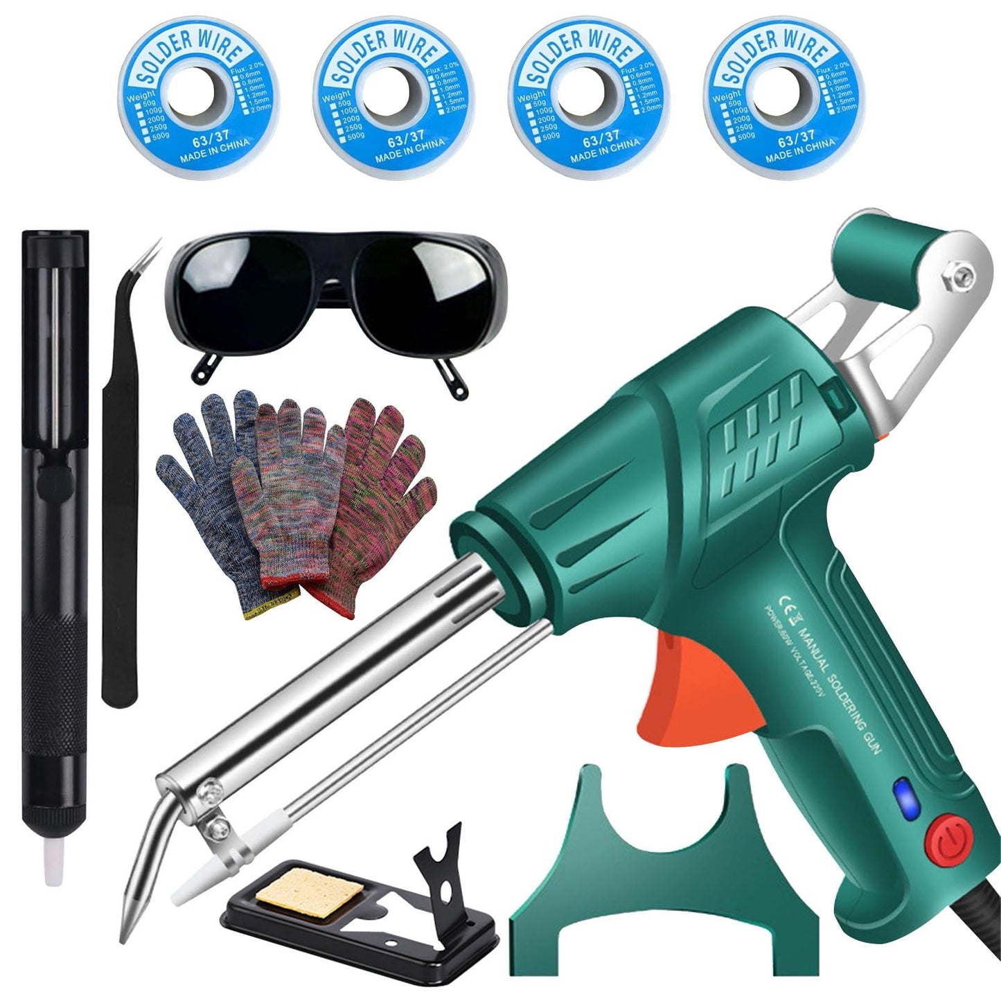 3 In 1 Rust Removal Cutting Welding, Internally Heated Industrial Welding Tools, Multi-Function Soldering Iron Soldering Gun Set (Green) Green