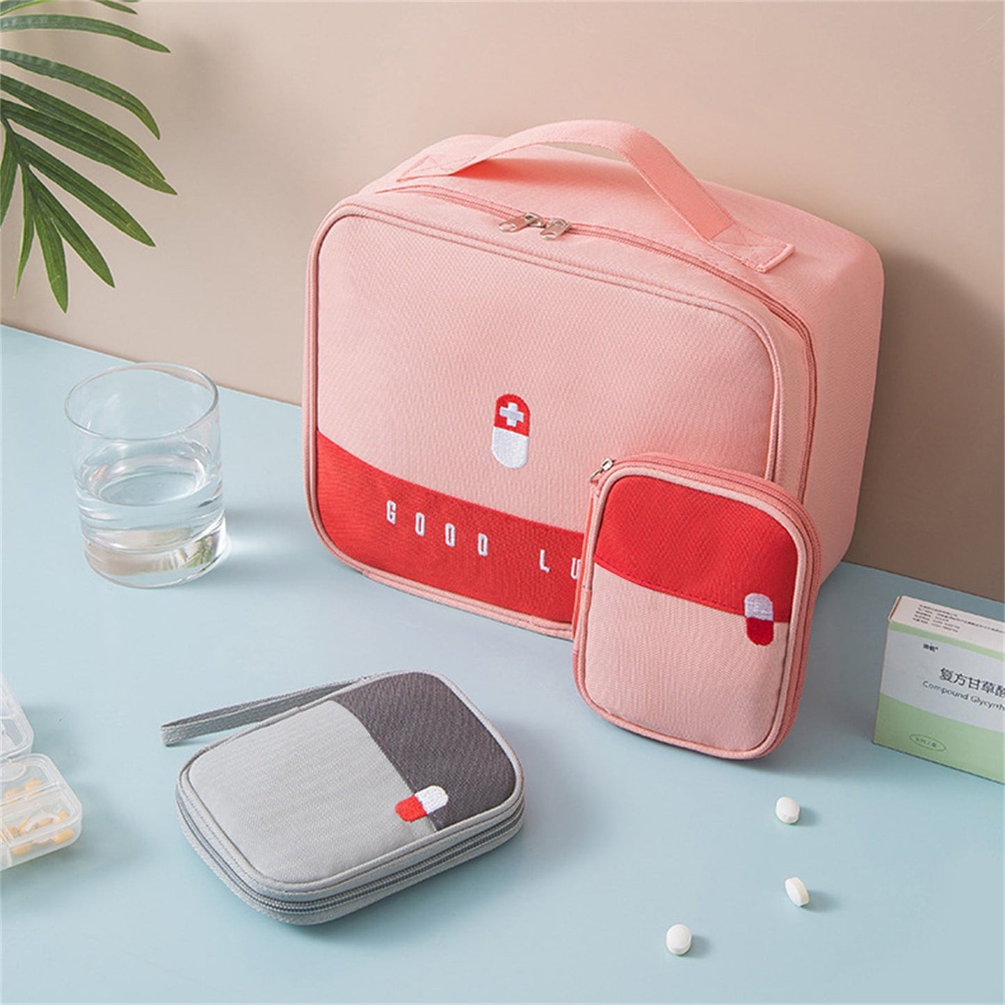 Portable Mini First Aid Bag Empty, Small Size Travel Medicine Pouch Double Zippers Handy Pills Pocket for Travel Home (Grey) 4.33x5.51x0.79 4.33" x 5.51" x 0.79" Green