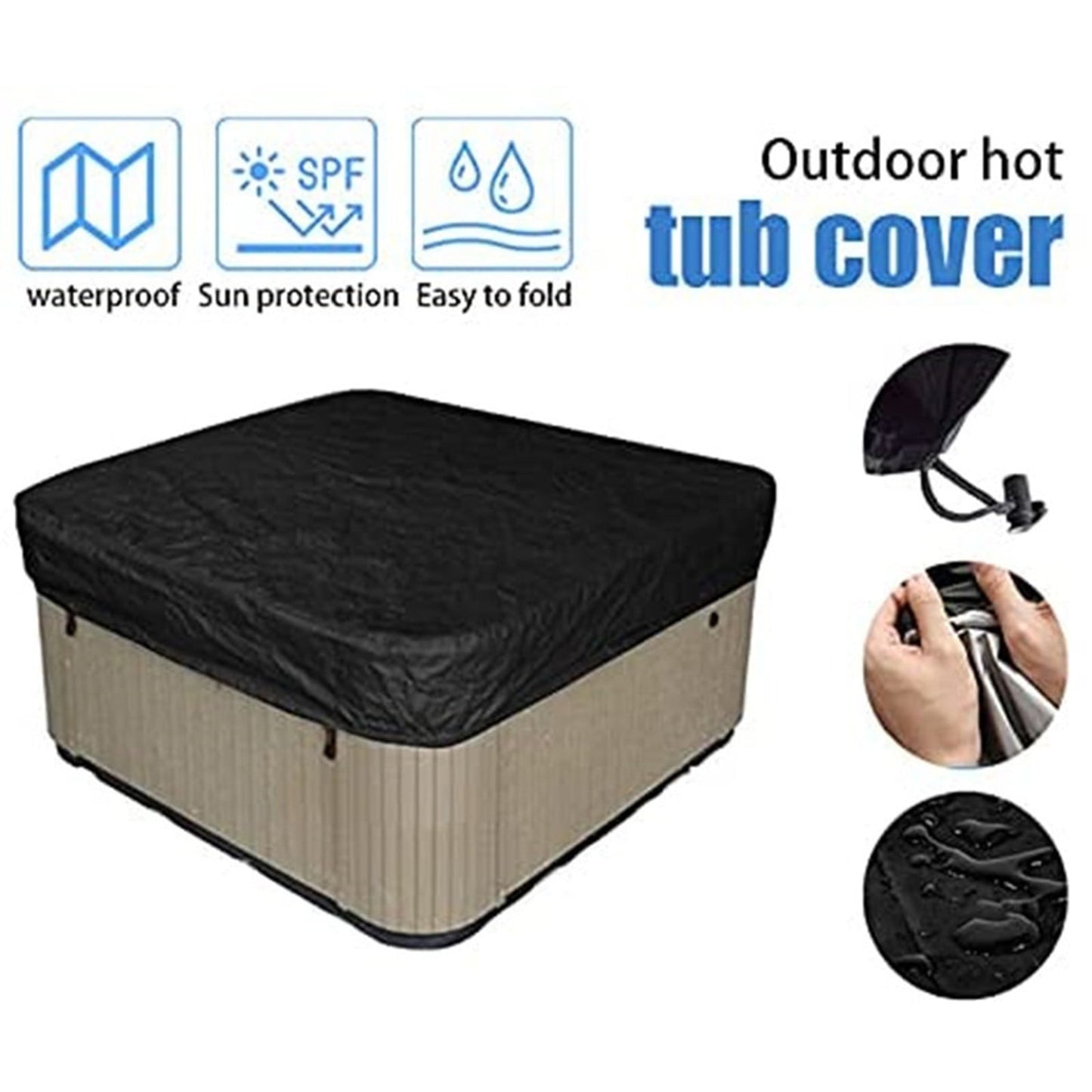 Square Hot Tub Cover - Outdoor Heavy Duty Protector for Patio Spas and Swimming Pools | Hard Covers For Hot Tub Waterproof Dust Cover for Hot Tubs, Jacuzzis, and Outdoor(Black -89.76x11.81") Beige-84.64x11.81"