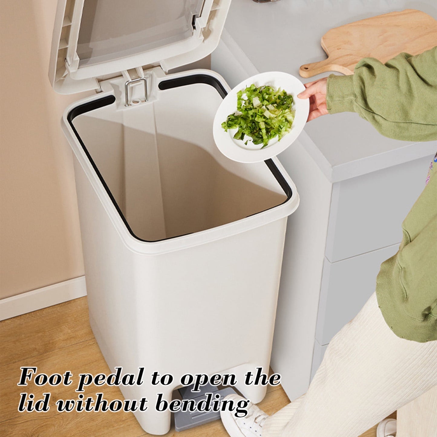 Step On Trash Can with Lid 8L Kitchen Bathroom Waste Bin Foot Pedal Stainless Steel Touchless Garbage Bin Odor Control (30x24x18cm), Up to 60% OFF