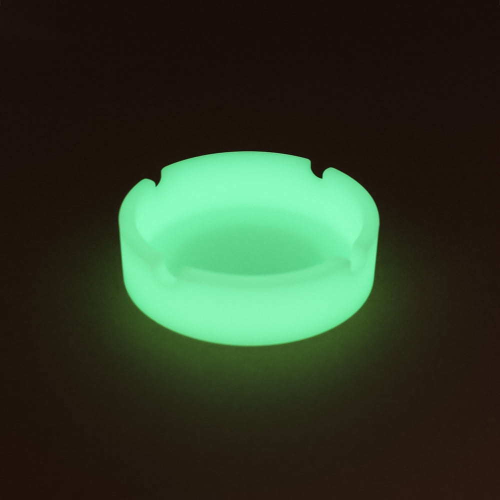 Glow in The Dark Silicone Ashtray Round Heat Resistant (230°C) - Portable Non-Slip Smoking Tray for Indoor Outdoor Use, Easy Clean 8.3x2.3cm, Pink