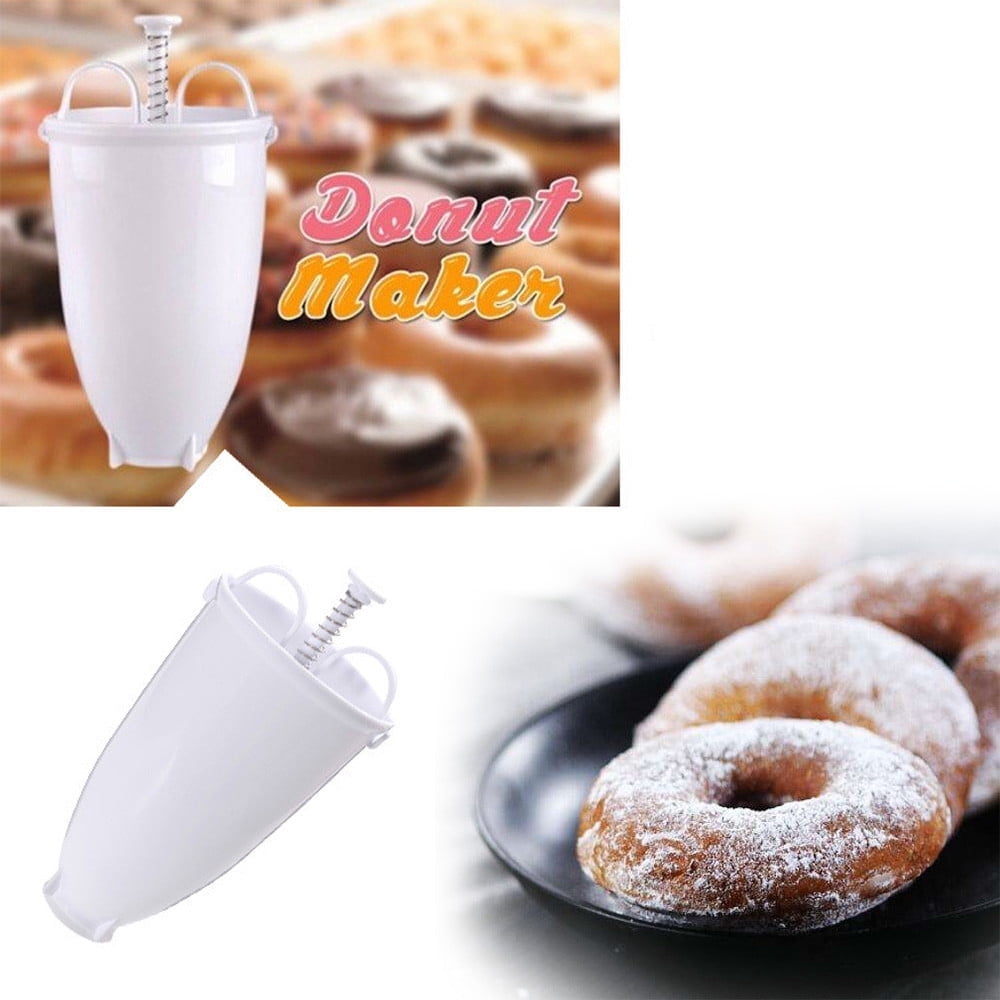 One hand Donut Maker, Manual Donut Maker, Plastic Doughnut Machine Mold, Biscuit Donut Maker, Donut-Depositor Made Waffle Dispenser Donut Kitchen Pastry Making Bake Ware Baking Tool, 3.54x.09' 3.54x.09" White