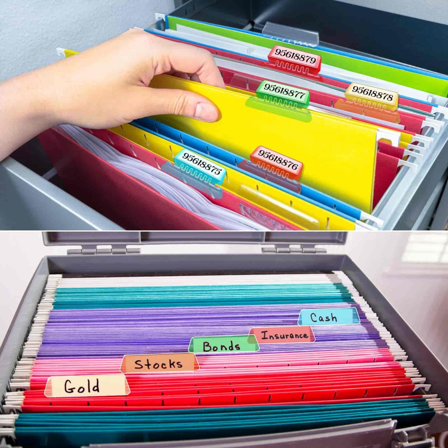 25Pieces 3 Inch Hanging File Folder Tabs and Inserts Large Clear Plastic Hanging Folder Tabs for Quick Identification,For Filing Cabinet Folders Labels Back to Supplies, 6 Colors (Yellow) Blue