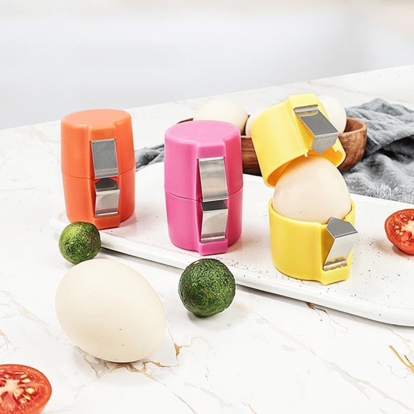 Egg Cracking Tool for Raw Eggs, Efficient Egg Shell Opener Handheld Egg Peeler Tool Egg Cracker Separator Multifunctional Egg Breaker for Cooking Camping Kitchen Gadgets, 2.55x2.83 2.55" x 2.83" as the picture shows