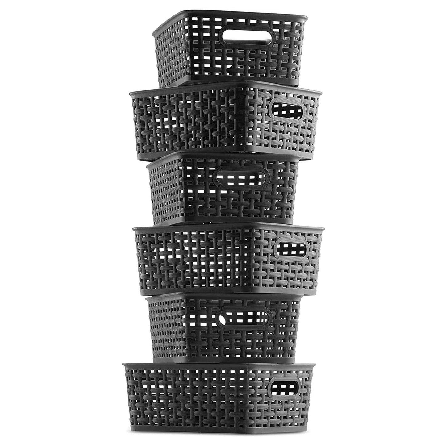 Plastic Storage Baskets, Heavy Duty Storage Bin, Durable, Easy to Use, Flexible, Multi-Purpose, Ideal for Closets, Cabinets, Shelves, Countertops, Bathroom (Black/1 Pcs) 10.08x7.68x4.01 10.08" x 7.68" x 4.01" Black