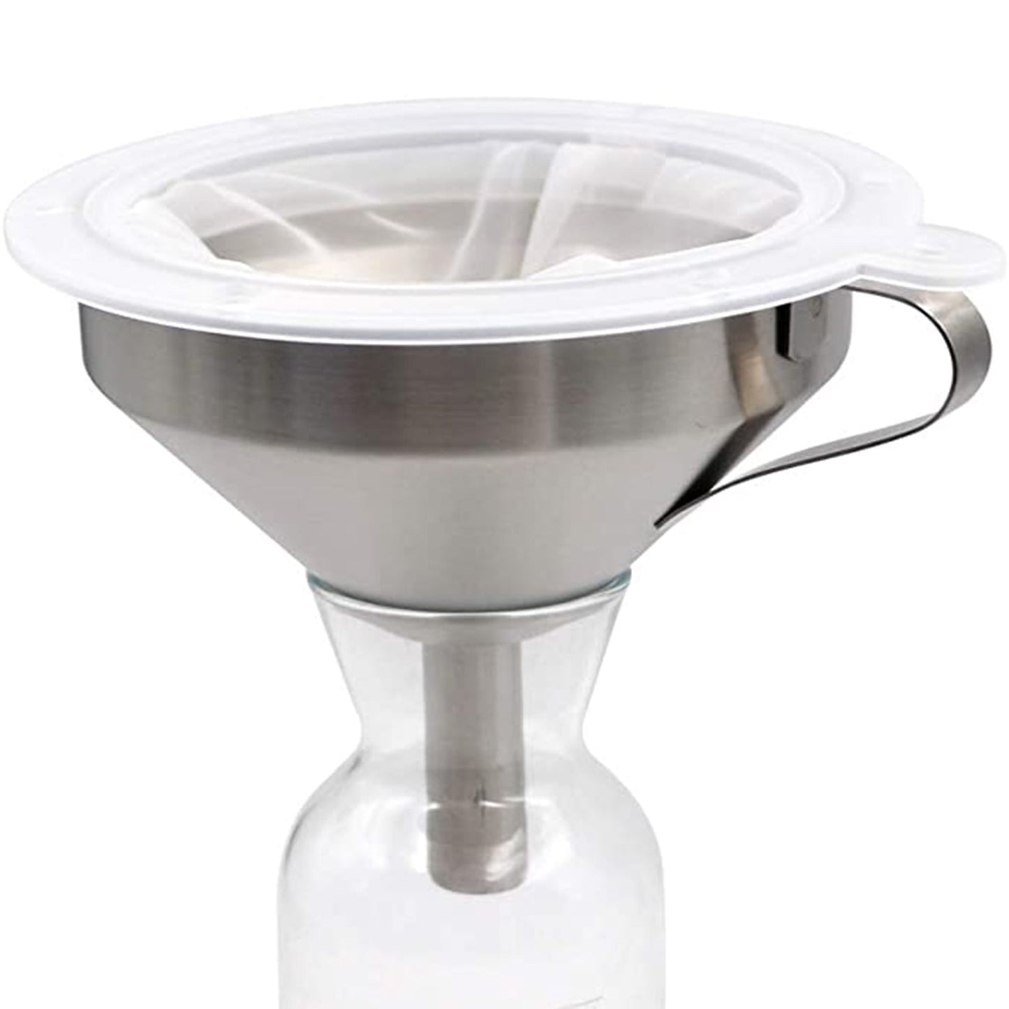 1 Pack Kitchen Funnel with 1 Removable Strainer,Premium Stainless Steel Funnel,5 Inch Food Grade Kitchen Funnels with 100 Mesh Food Filter Strainer for Filling Bottles,Oils, Juice,Wine(silver) silver