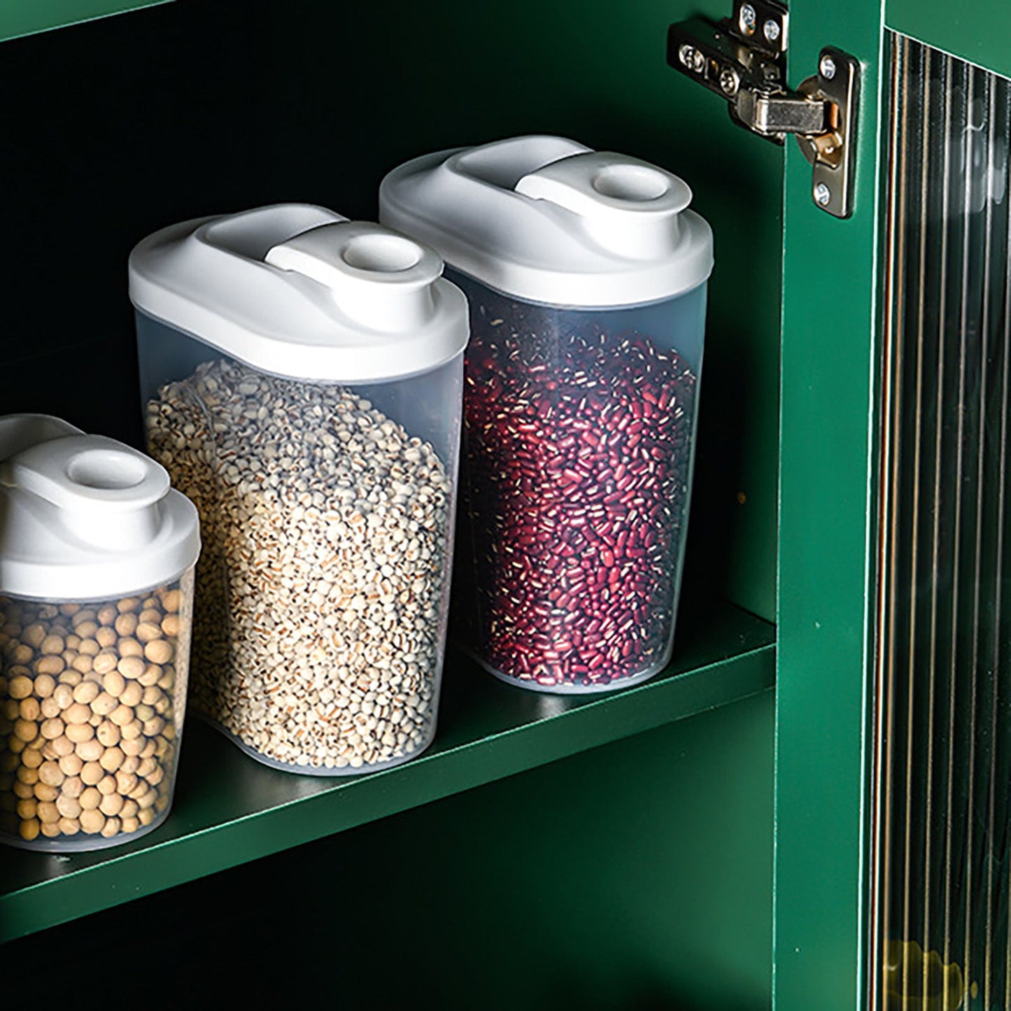 Airtight Storage Container with Lids, Plastic Pet Food Storage Container with Locking Lid,Pet Dog Cat Food Dispenser ,Clear Pet Dog Food Storage Bin Containers for Rice Grain(Green,4.72x7.68") Z2-Green