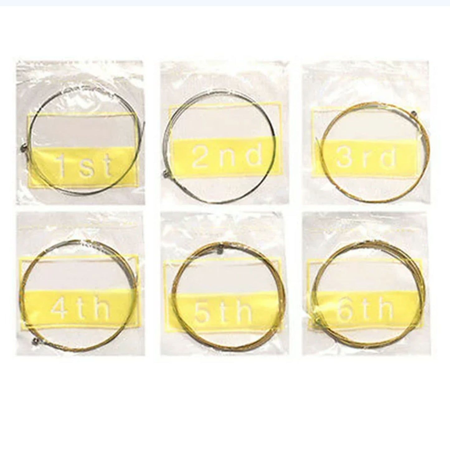 6-Pack Single Guitar Strings for Acoustic Guitars, Brass Guitar String E-1st to E-6th, Guitar Replacement Steel String, Bright and Well-Balanced Tone (High E) Light Tension Multisize Gold