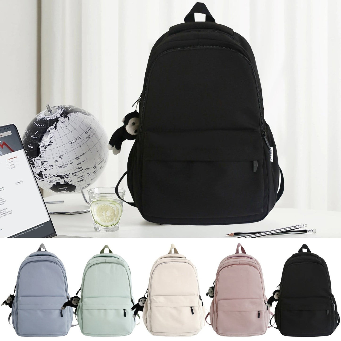 1 Pcs Travel Backpack,Cute Custom BookBag with Detachable Bear,Travel Backapck for Women/Men Casual Laptop Bookbag,Large Capacity Backpack for Birthday Gift,Christmas Gift,8.6x11 in(Green) Z3-Pink