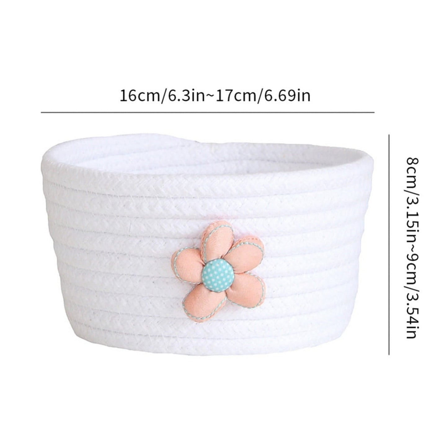 Small Woven Storage Baskets ,Cotton Rope Woven Rattan Baskets,Shelf Toy Basket,Closet Organizer Bins,Small Storage Baskets for OrganizingShallow Basket,Tiny Oval Shallow Baskets,6.3x3.15",White Grey