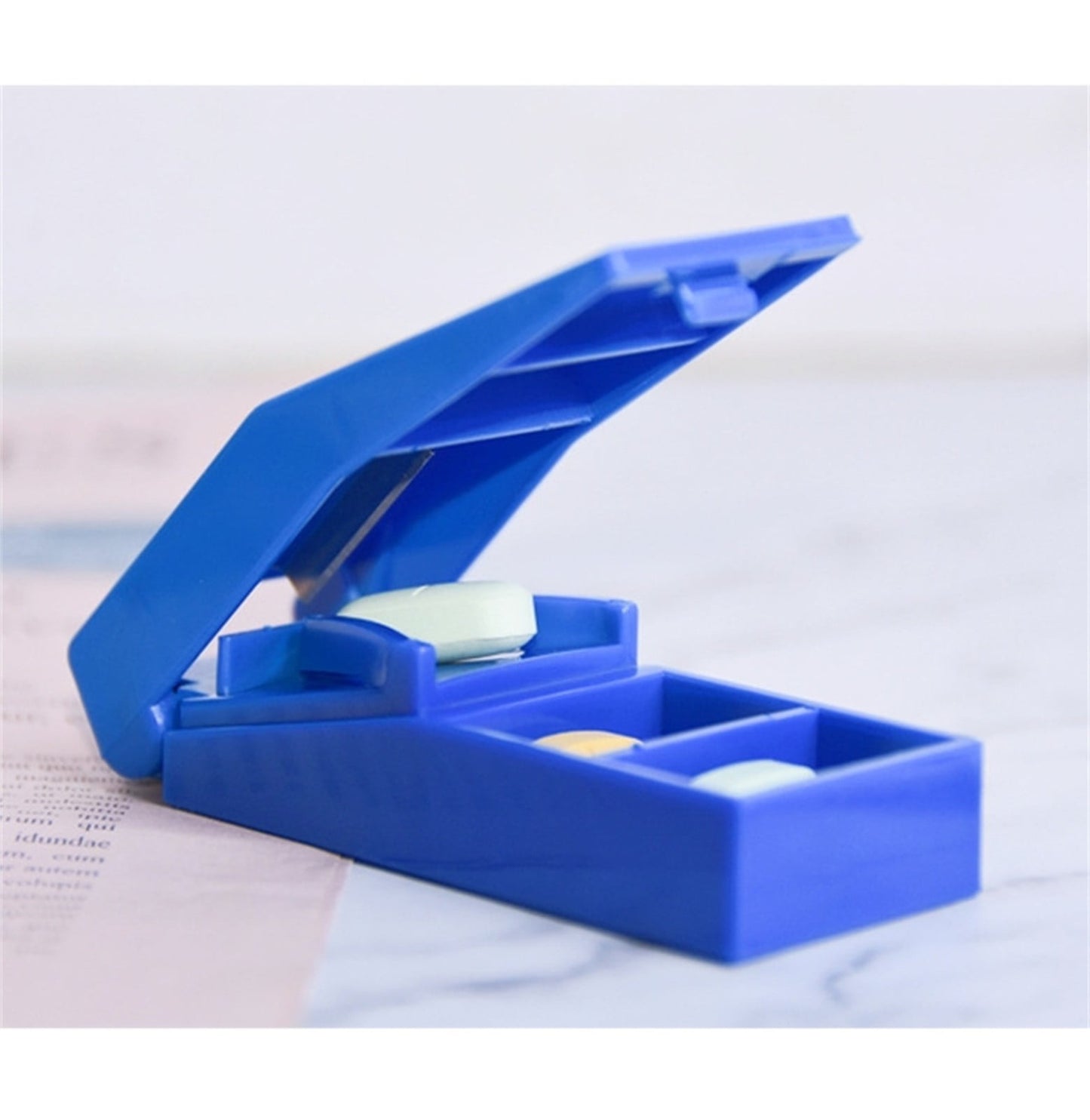 3-in-1 Pill Crusher and Pill Cutter with Storage Compartment for Tablets, Pill Grinder Fine Powder, Pill Cutter Splitter for Small or Large Pills, 1.57x2.36 3.35" x 1.26" x 0.79" Blue
