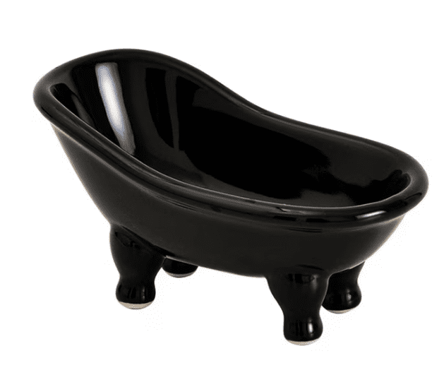Plastic Soap Dish, Mini Bathtub Shape Soap Holder Container for Desktop Shower, Makeup Beauty Blender Organizer for Bathroom Decor, 5.51x2.87x3.07 5.51" x 2.87" x 3.07" Black