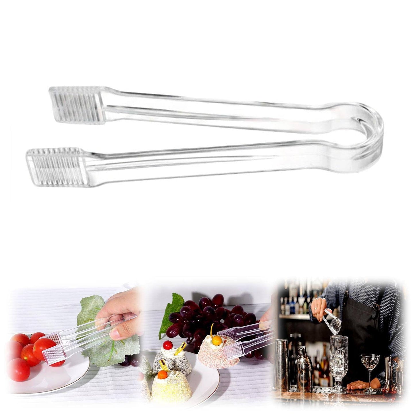 1Pcs Plastic Serving Tongs, 6.3 Inches Disposable Clear Plastic Tongs, Small Serving Tongs,Kitchen Mini Tongs,Small Serving Utensil Tongs For Party Food Buffet Appetizer Salad Catering Ice,(1PCS) 4PCS