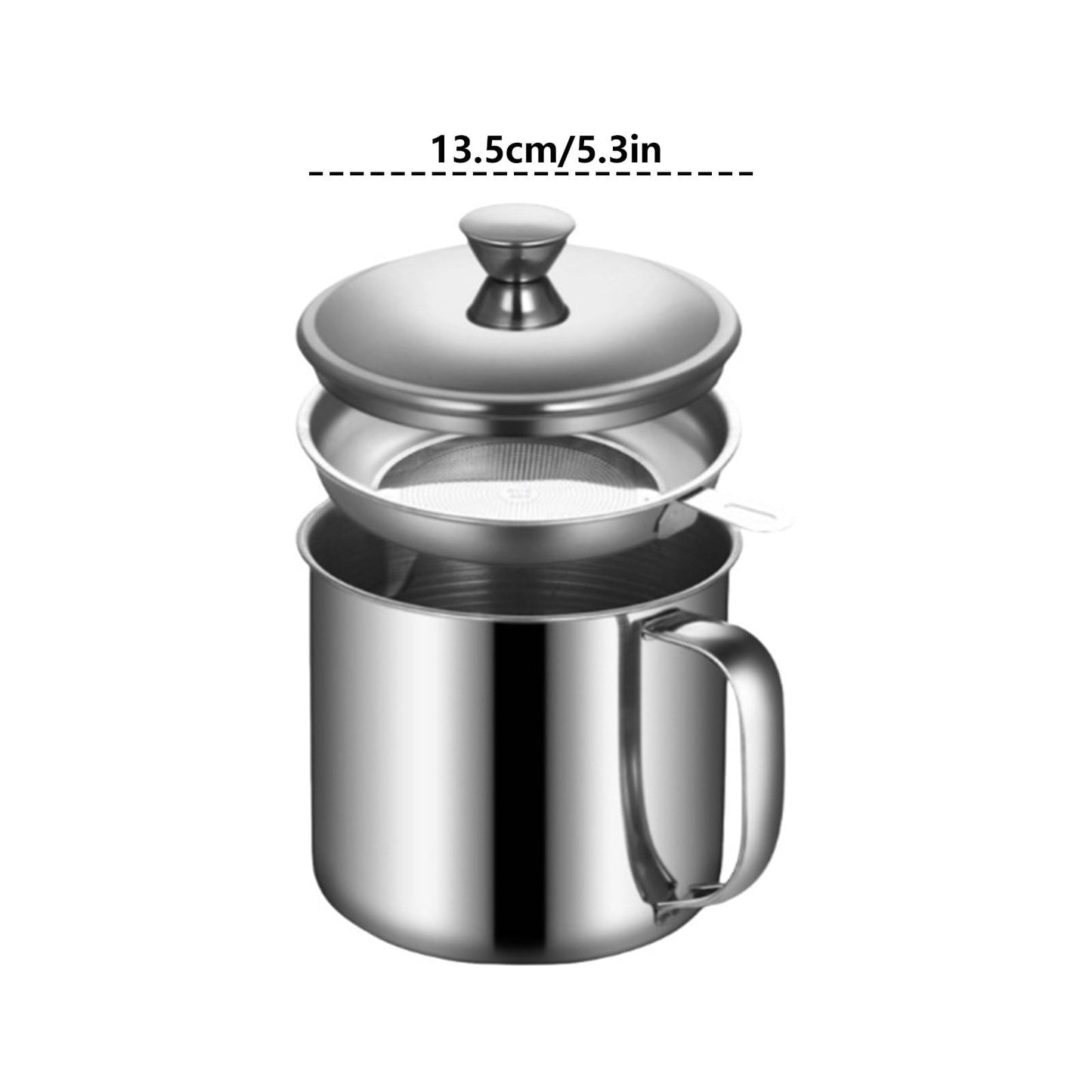 Cooking Oil Container With Strainer,37Oz Stainless Steel Oil Container,Pot Fat Storage With Lid,Grease Container For Kitchen,Easy Grip Handle Suitable For Storing Frying Oil And Cooking Grease 37 oz