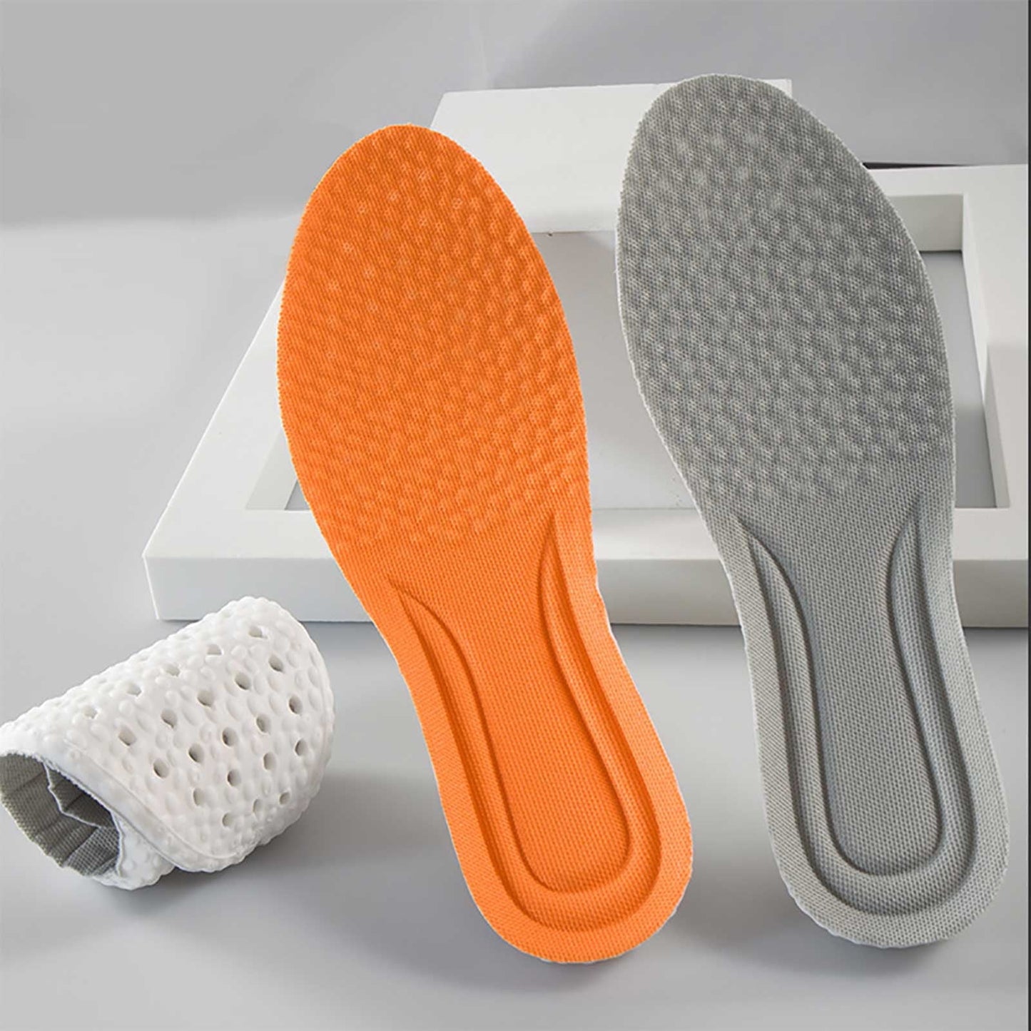 Steppers Insoles for Men Women, Massage Insole, Cloud Insole, Men's Comfortble Steppers Shoe Insoles Inserts, Memory Foam with Arch Surpport Insoles for Arch Pain,Advanced Sport Massaging Insoles Grey 43-44