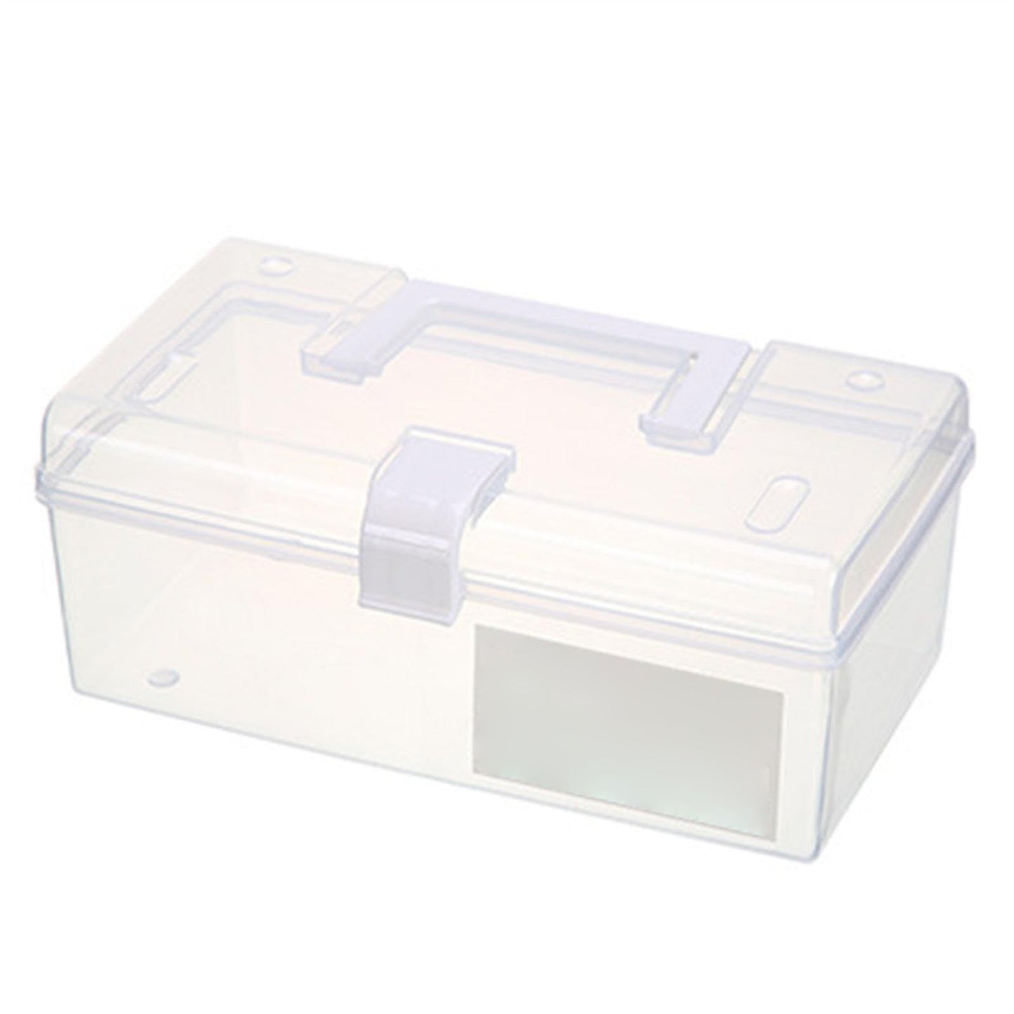 Home Box and Travel Storage Box, Plastic Kit Case Container Empty, Box with Lock Lid & Handle, Emergency Organizer for Family and Traveling, 9.1x4.7x3.7 9.1" x 4.7" x 3.7" White