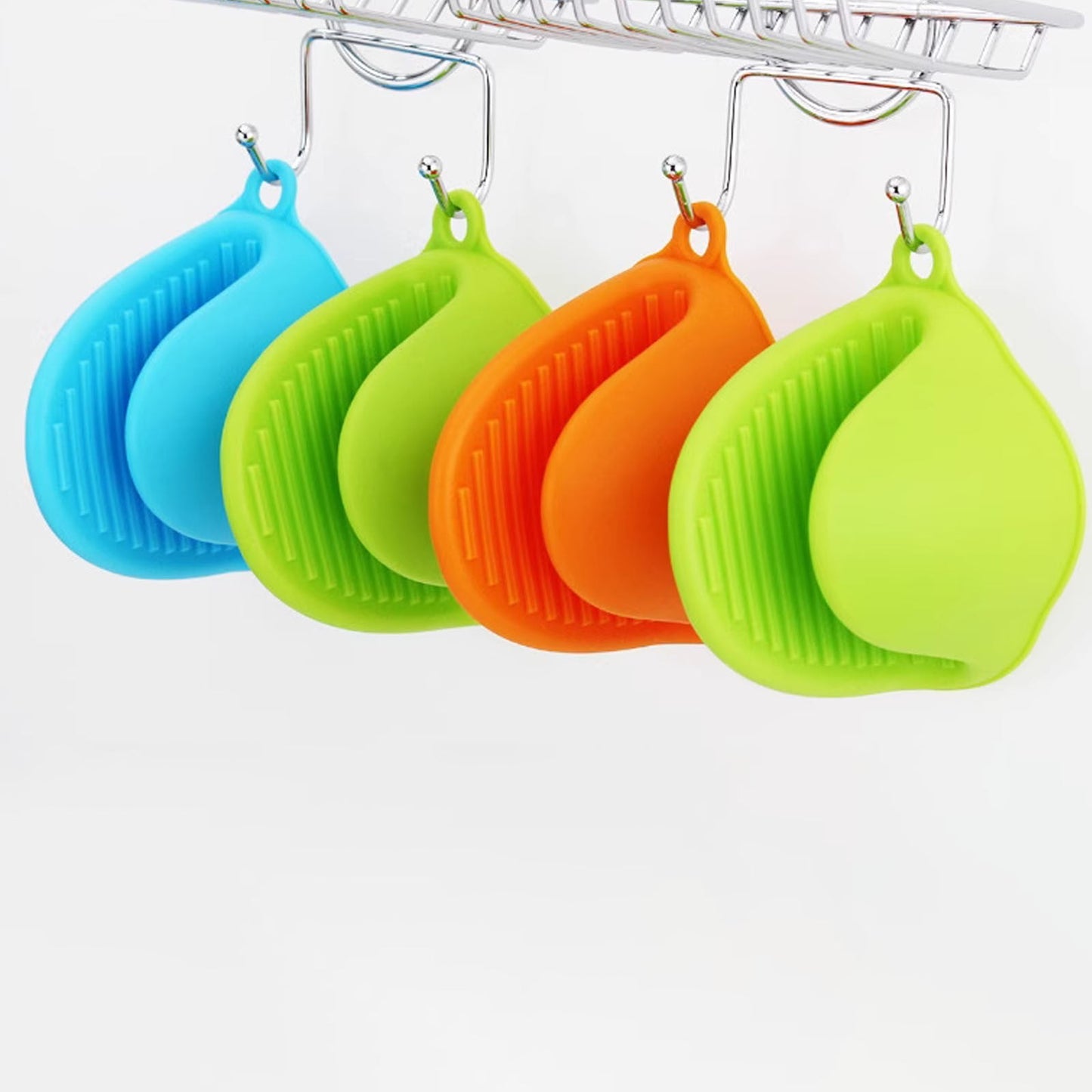 Mini Oven Gloves, Oven Heat Pot Holder, Cute Kitchen Mittens, Silicone Heat Resistant Cooking Pinch Mitts Potholder for Kitchen Cooking & Baking, 1 Pair, 4.4x3.2 4.4" x 3.2" Blue