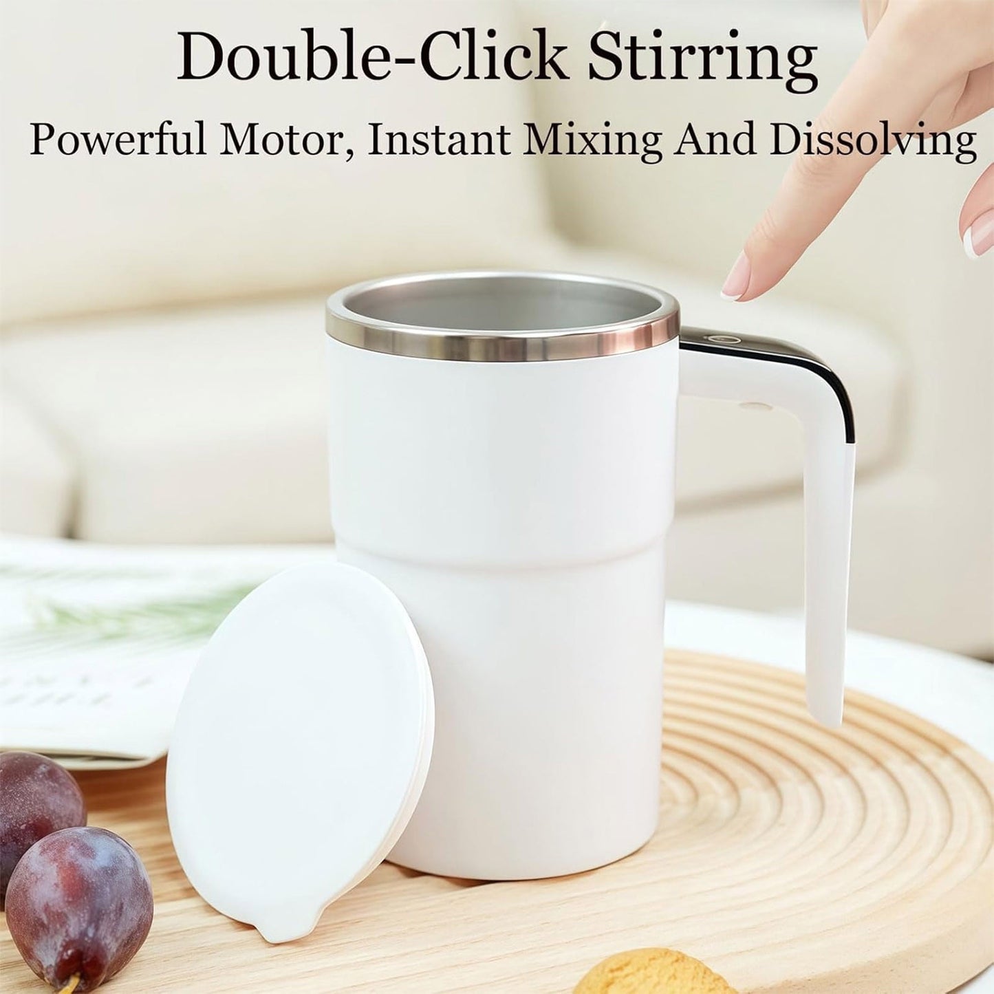 Self-Stirring Magnetic Coffee Mug with Temperature Display,Automatic Mixing for Coffee Tea and Shakes,Food Grade 304 Stainless Steel Liner,Smart LCD Screen for Real-Time Heat Monitoring A