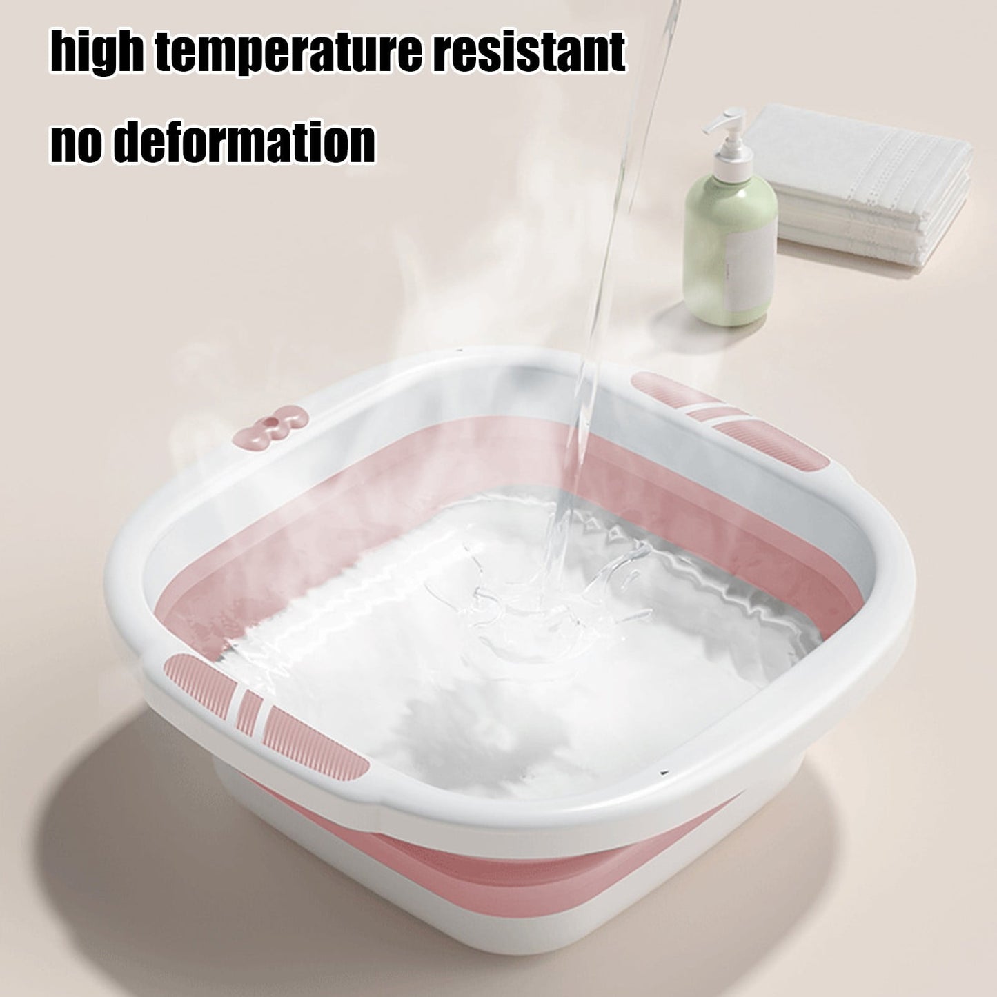 Collapsible Wash Basin,Multi-Use Folding Sink for Kitchen,Camping,and Laundry,Portable Dish Pan with Anti-Slip Bottom,Space-Saving Design for Travel and Outdoor BBQ,Durable and Easy to Store Pink