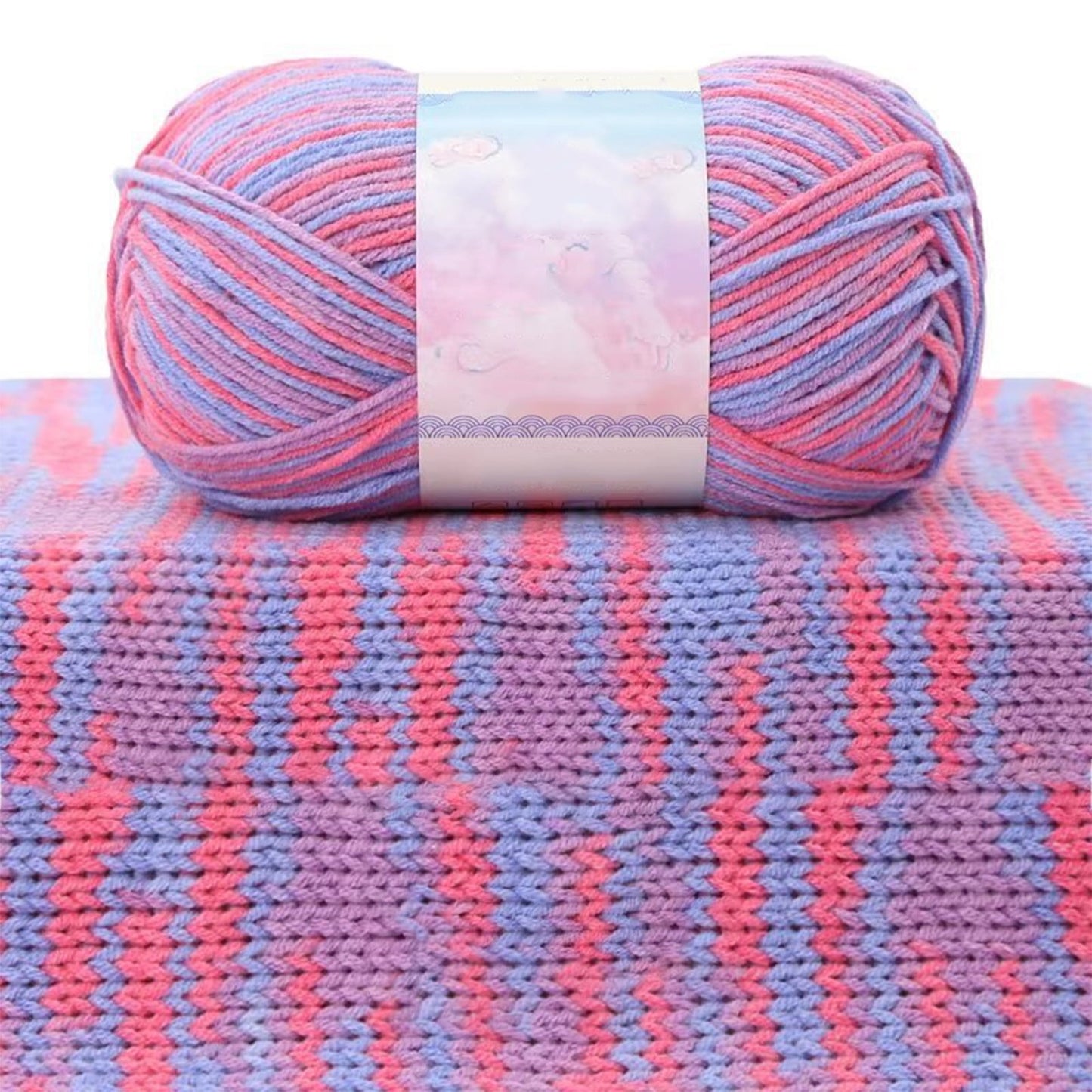 Milk Cotton Tie-Dye Yarn for Knitting and Crochet,130m Multicolor Gradient Wool,Soft and Durable for Blankets and Crafts,Versatile Use for DIY Projects and Creative Knitting Pink